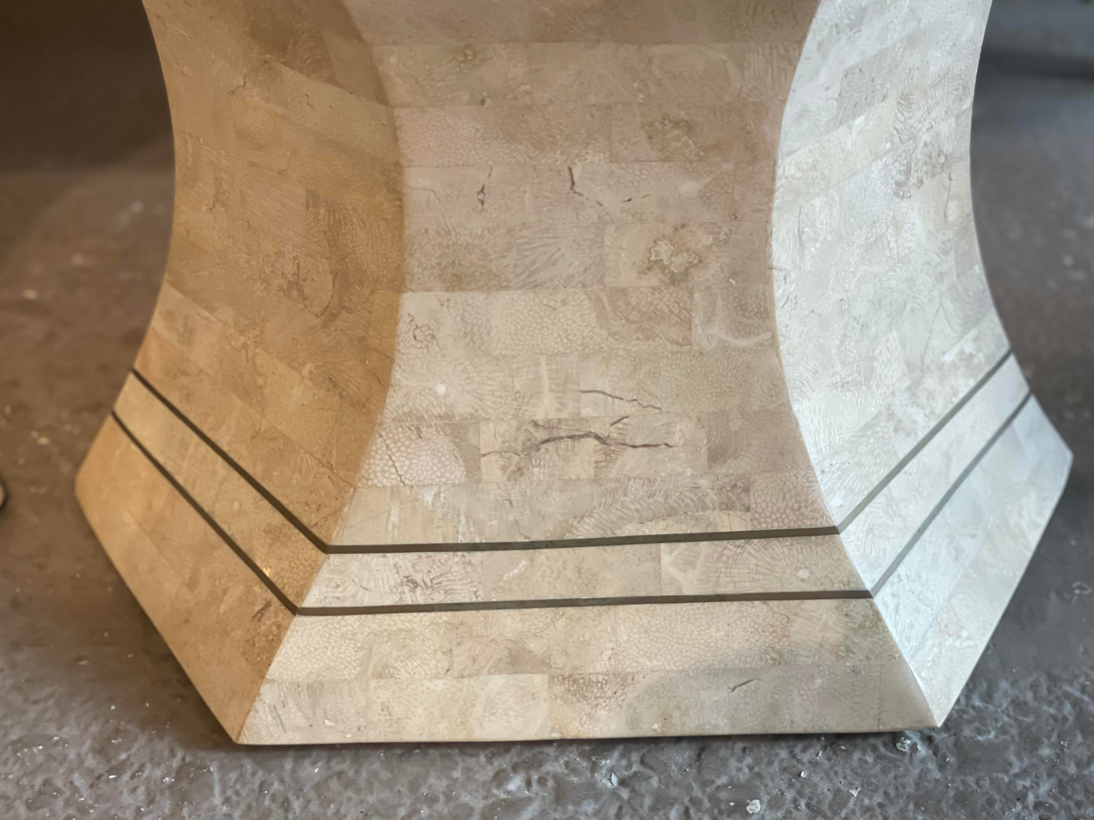 1980s Maitland Smith Tessellated Brass Side Tables - a Pair