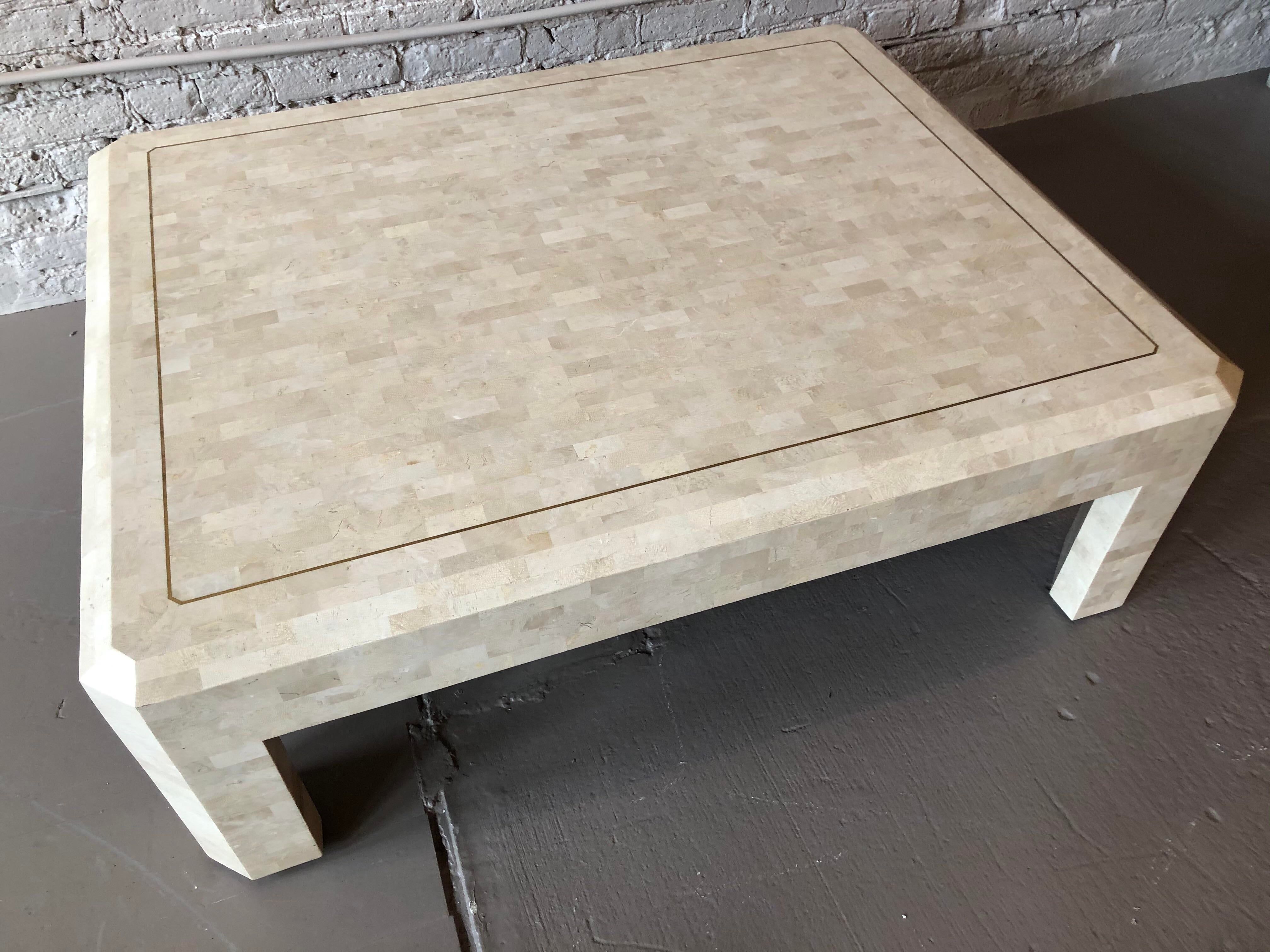 1980s Maitland Smith Tessellated Marble Coffee Table