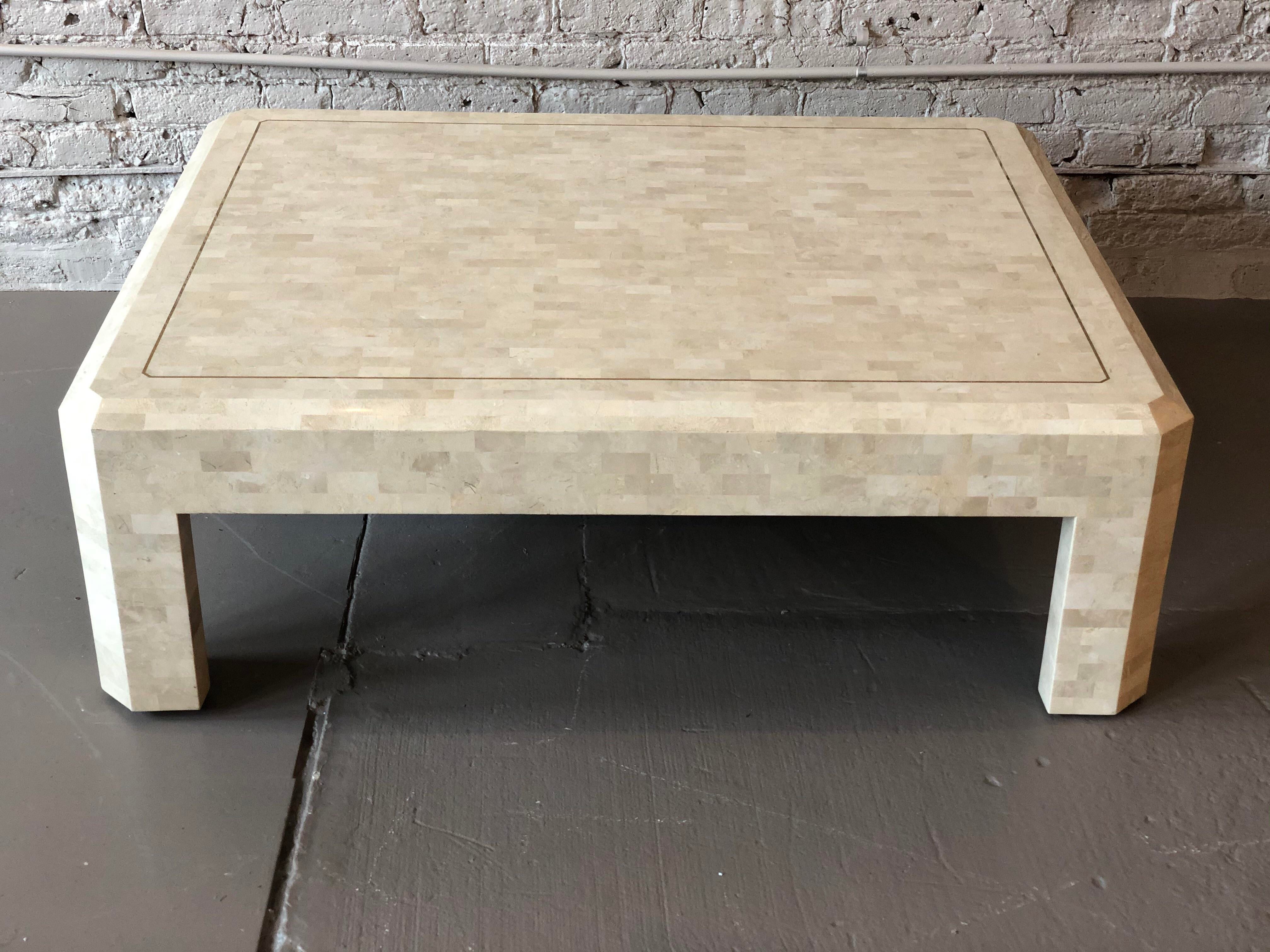 1980s Maitland Smith Tessellated Marble Coffee Table