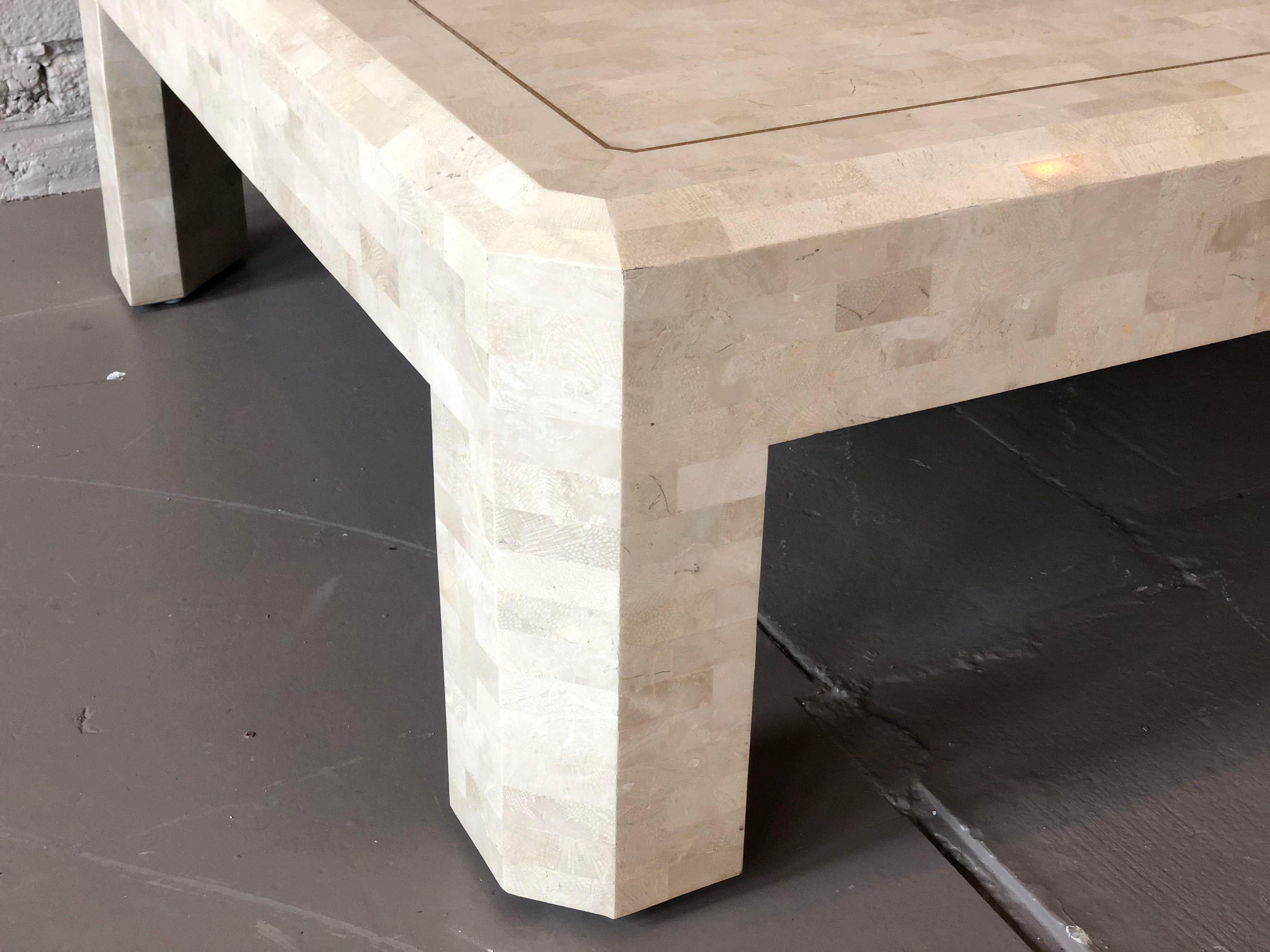 1980s Maitland Smith Tessellated Marble Coffee Table
