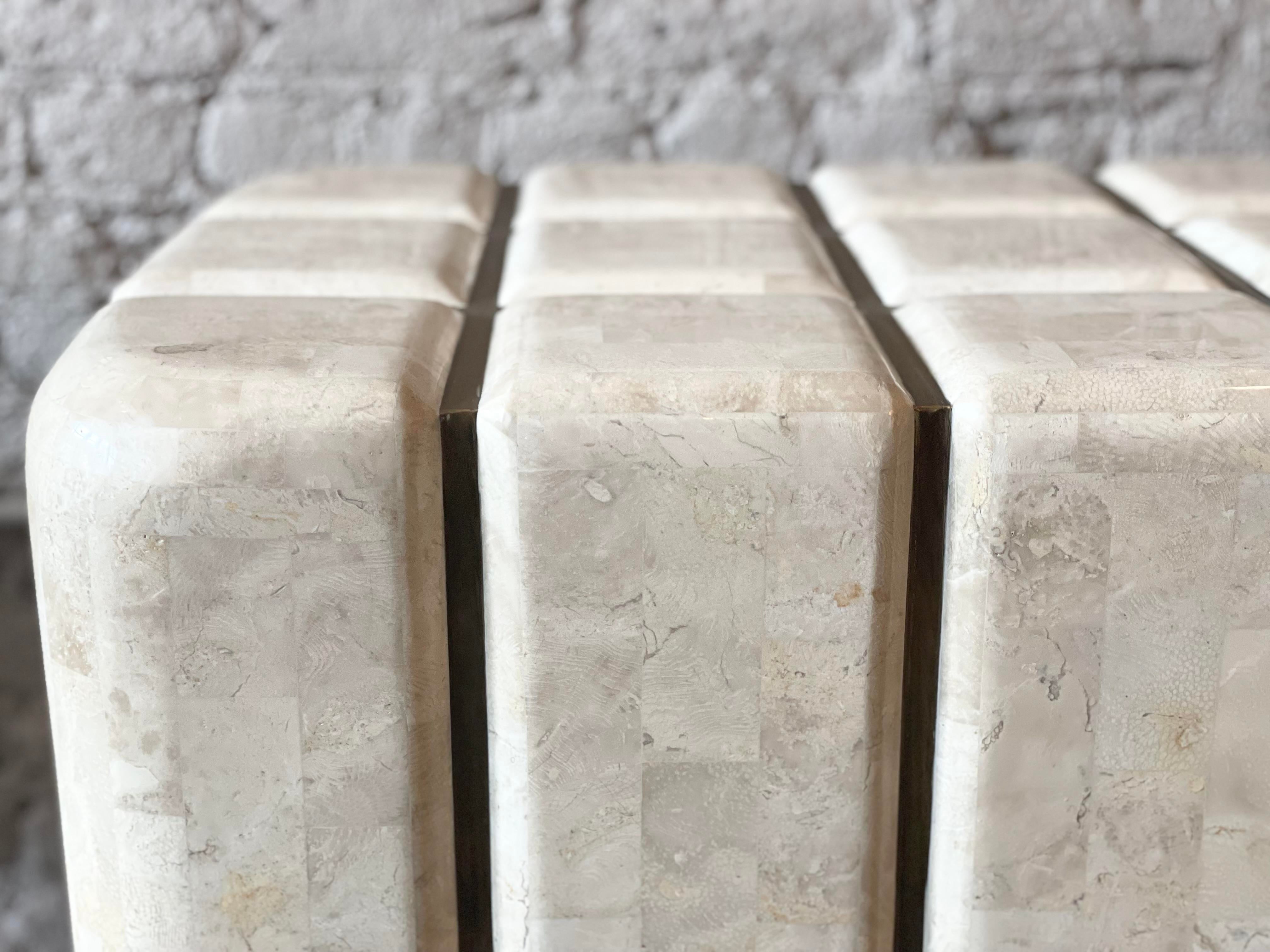 1980s Maitland-Smith Tessellated Stone and Brass Pedestal Table Base