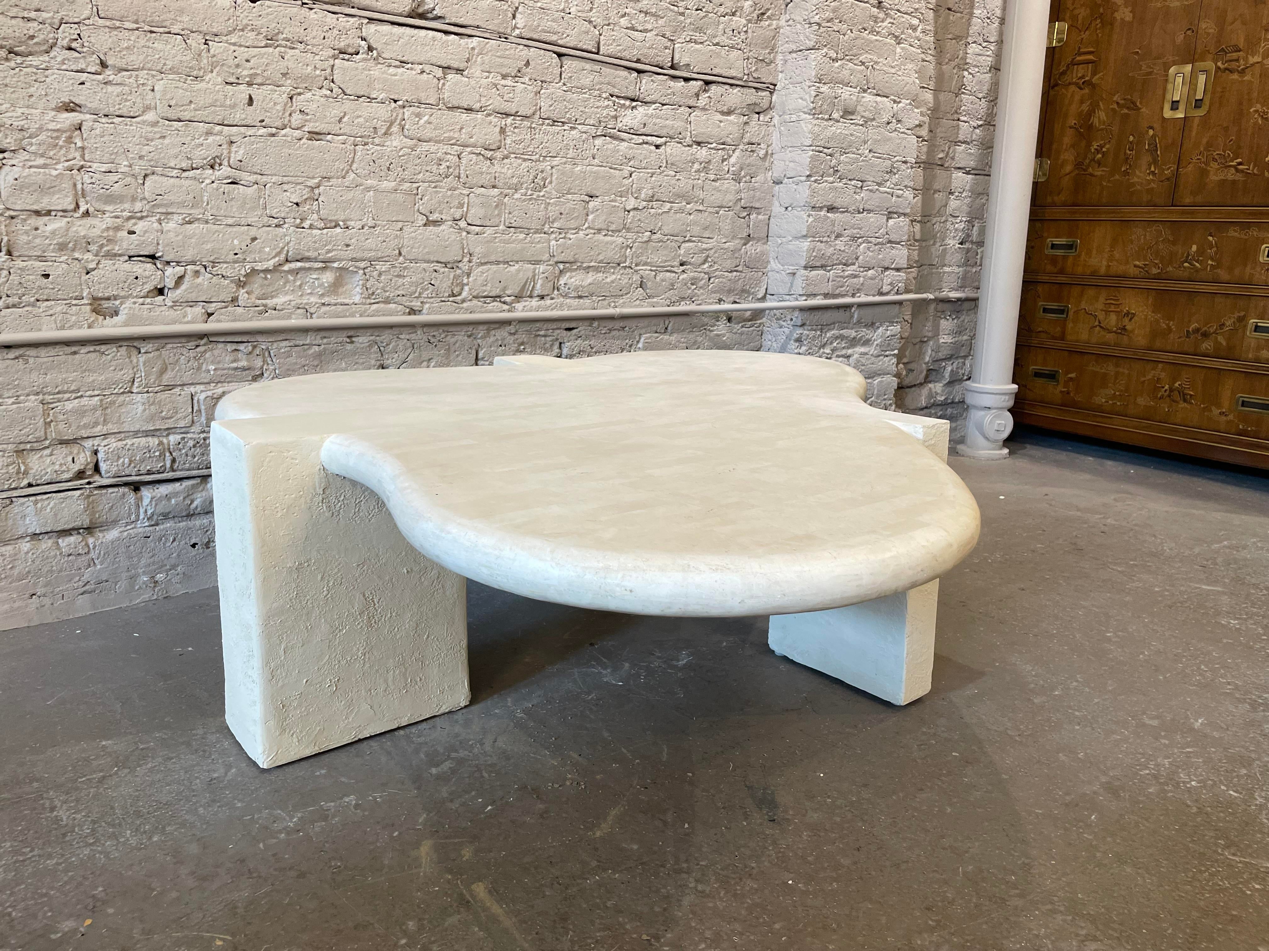 1980s Maitland Smith Tessellated Stone Biomorphic Coffee Table