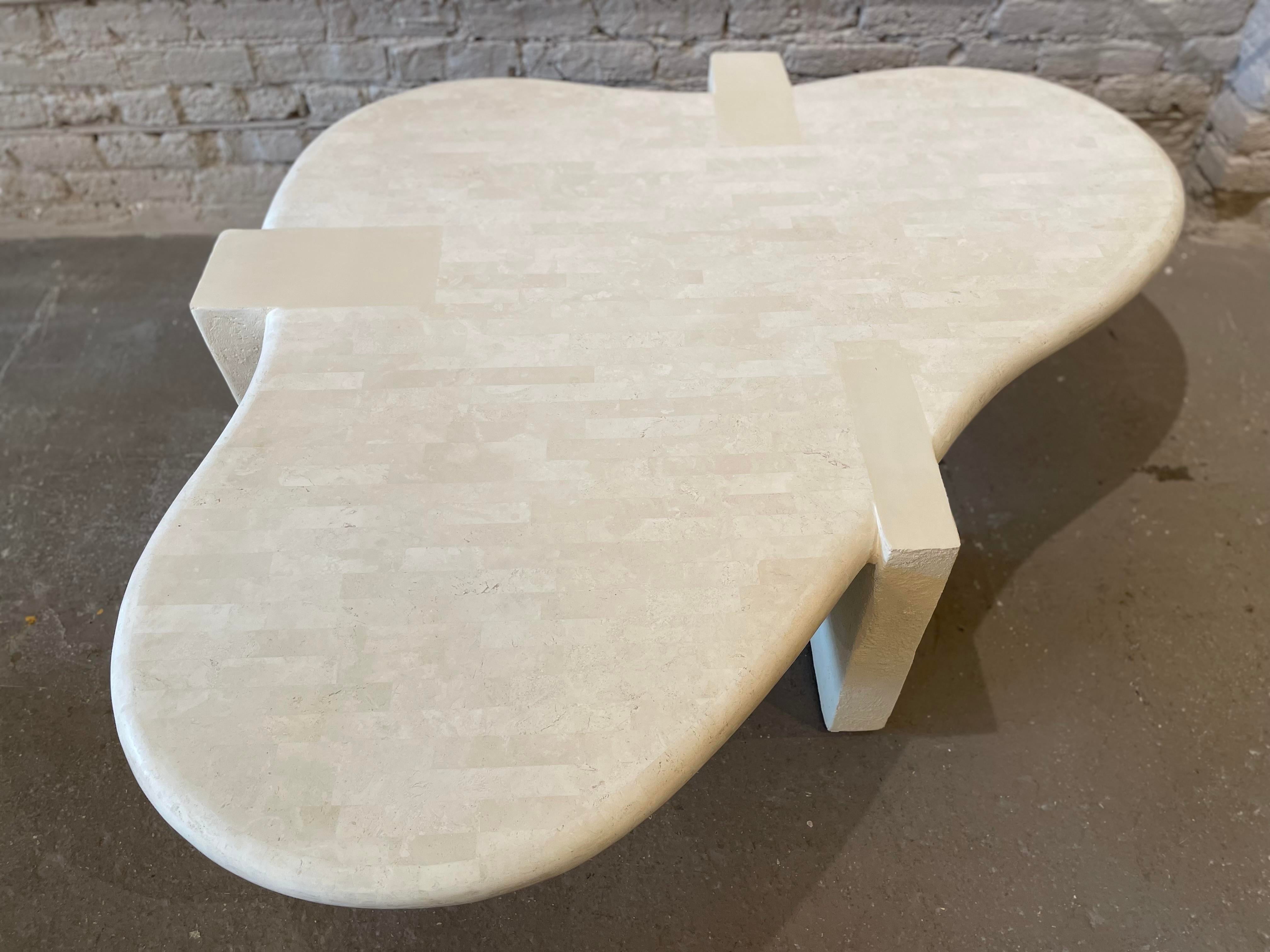 1980s Maitland Smith Tessellated Stone Biomorphic Coffee Table