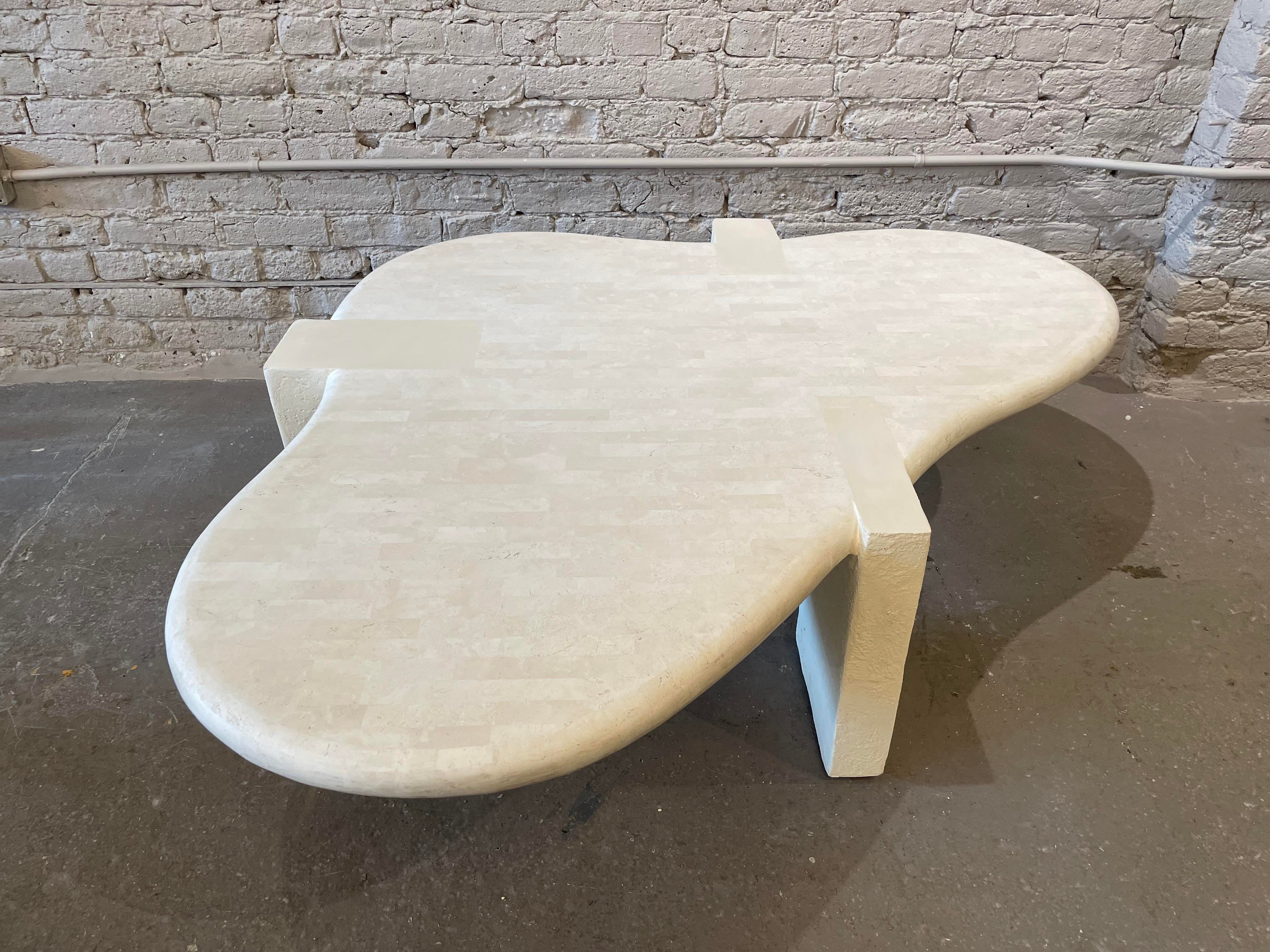 1980s Maitland Smith Tessellated Stone Biomorphic Coffee Table
