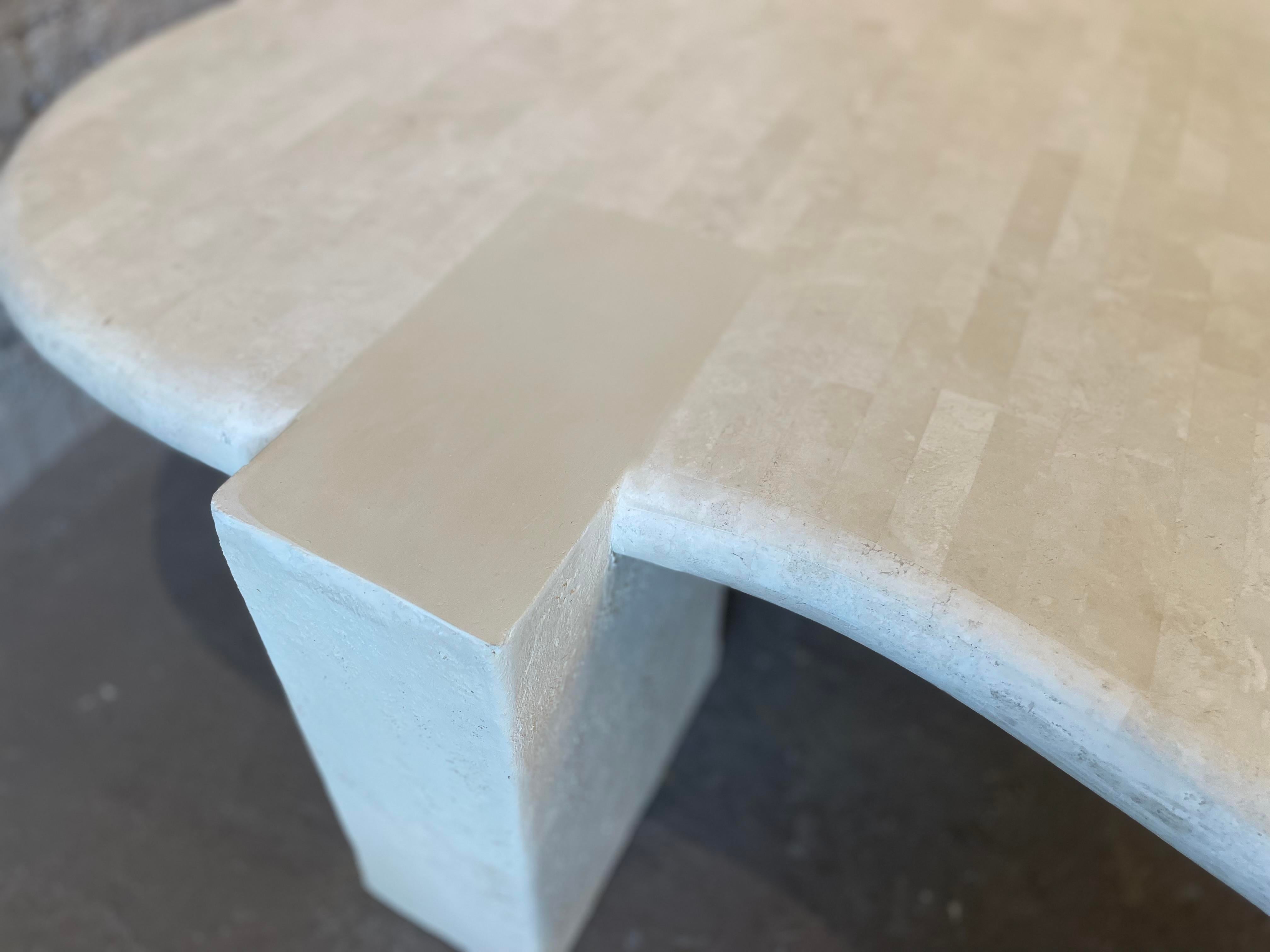 1980s Maitland Smith Tessellated Stone Biomorphic Coffee Table
