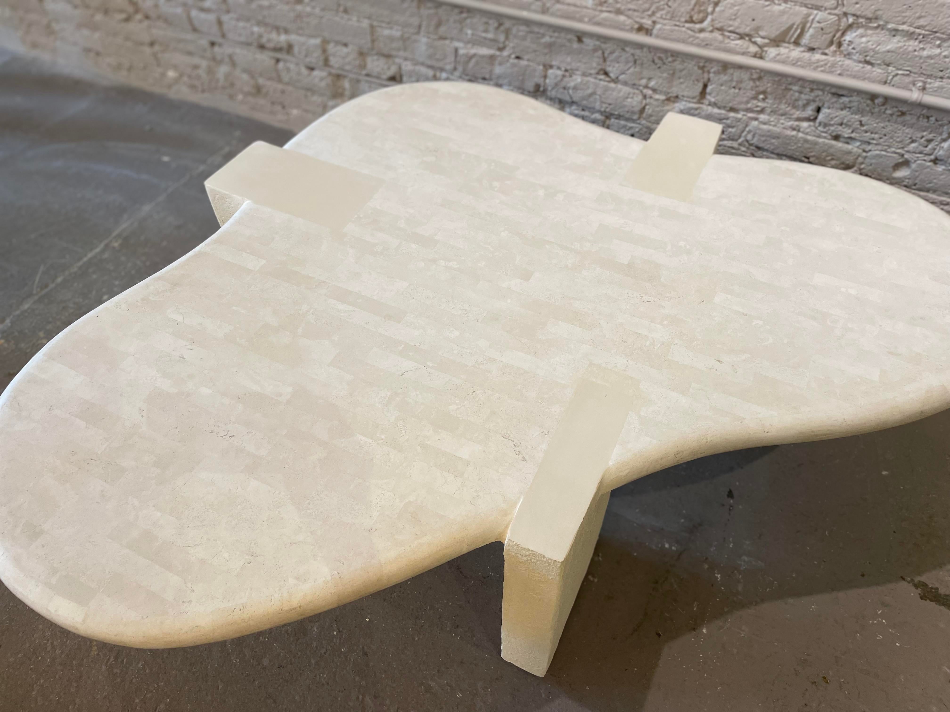 1980s Maitland Smith Tessellated Stone Biomorphic Coffee Table