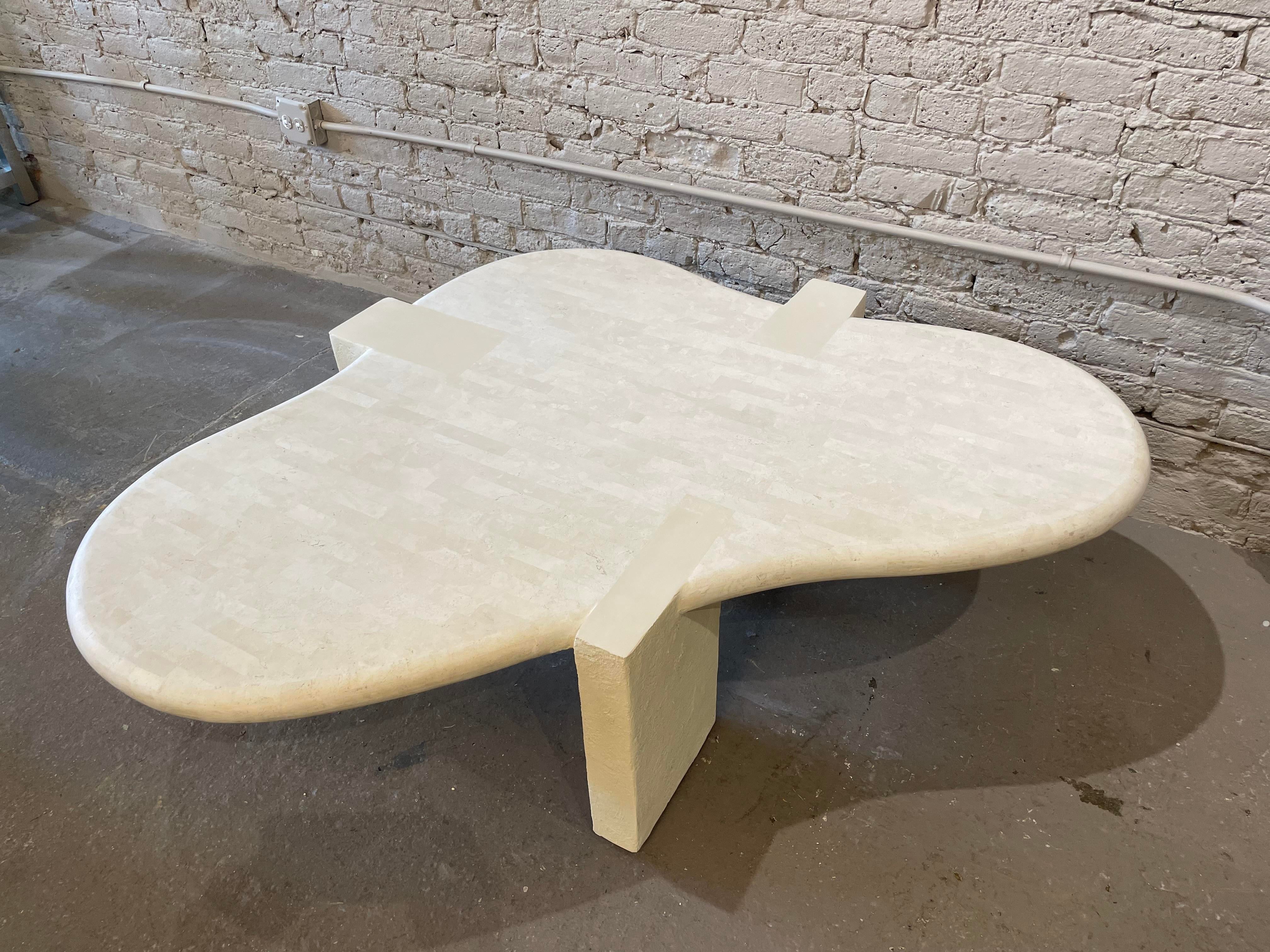 1980s Maitland Smith Tessellated Stone Biomorphic Coffee Table