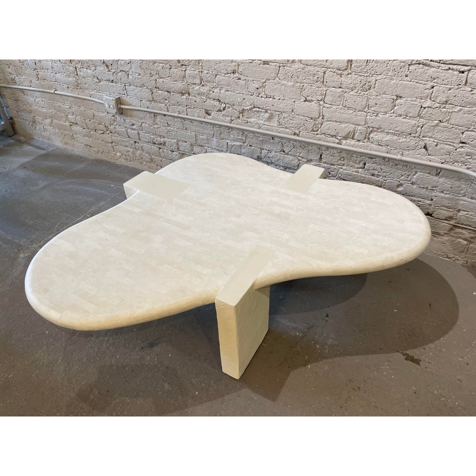 1980s Maitland Smith Tessellated Stone Biomorphic Coffee Table