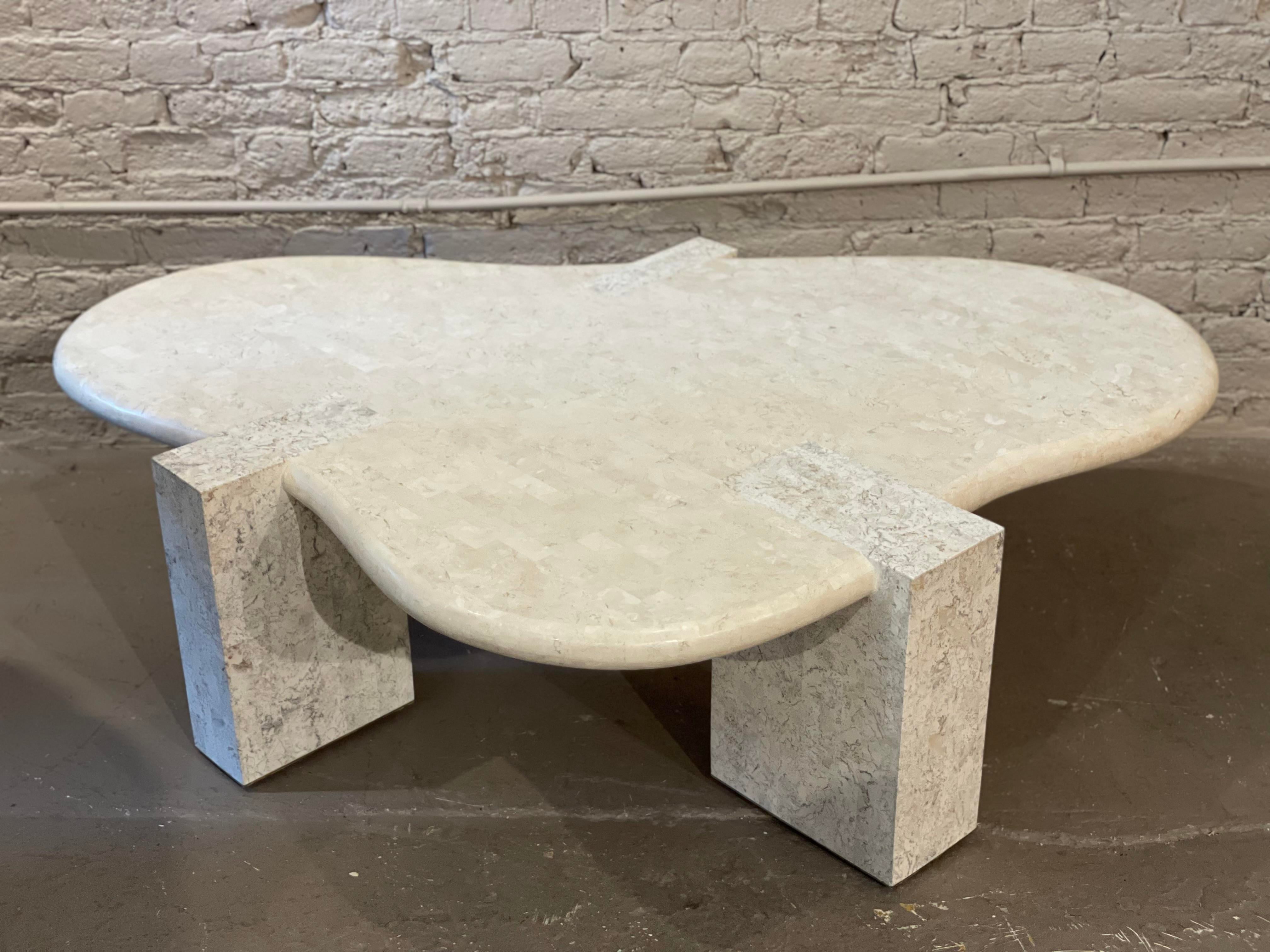 1980s Maitland-Smith Tessellated Stone Biomorphic Coffee Table