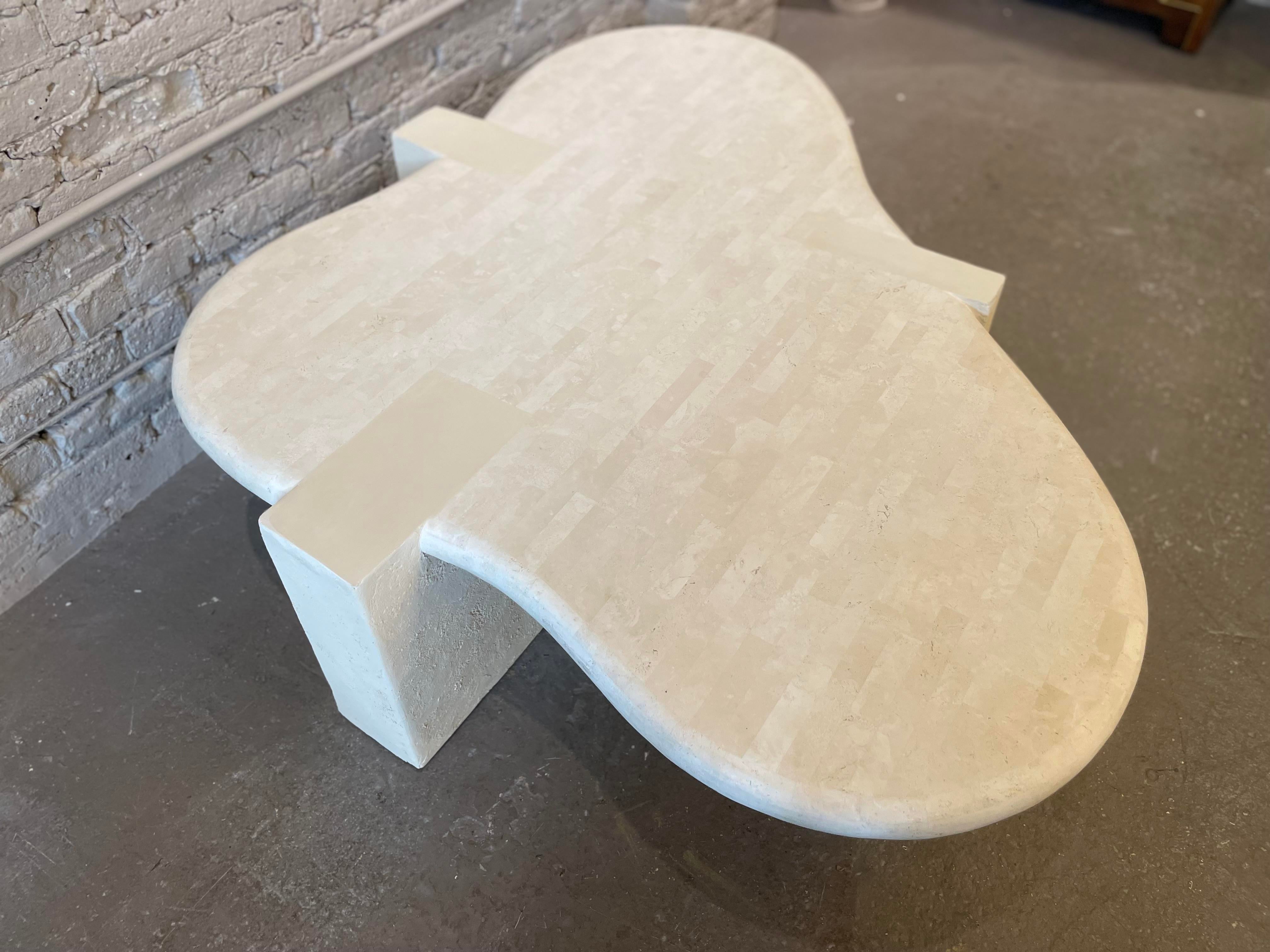 1980s Maitland Smith Tessellated Stone Biomorphic Coffee Table