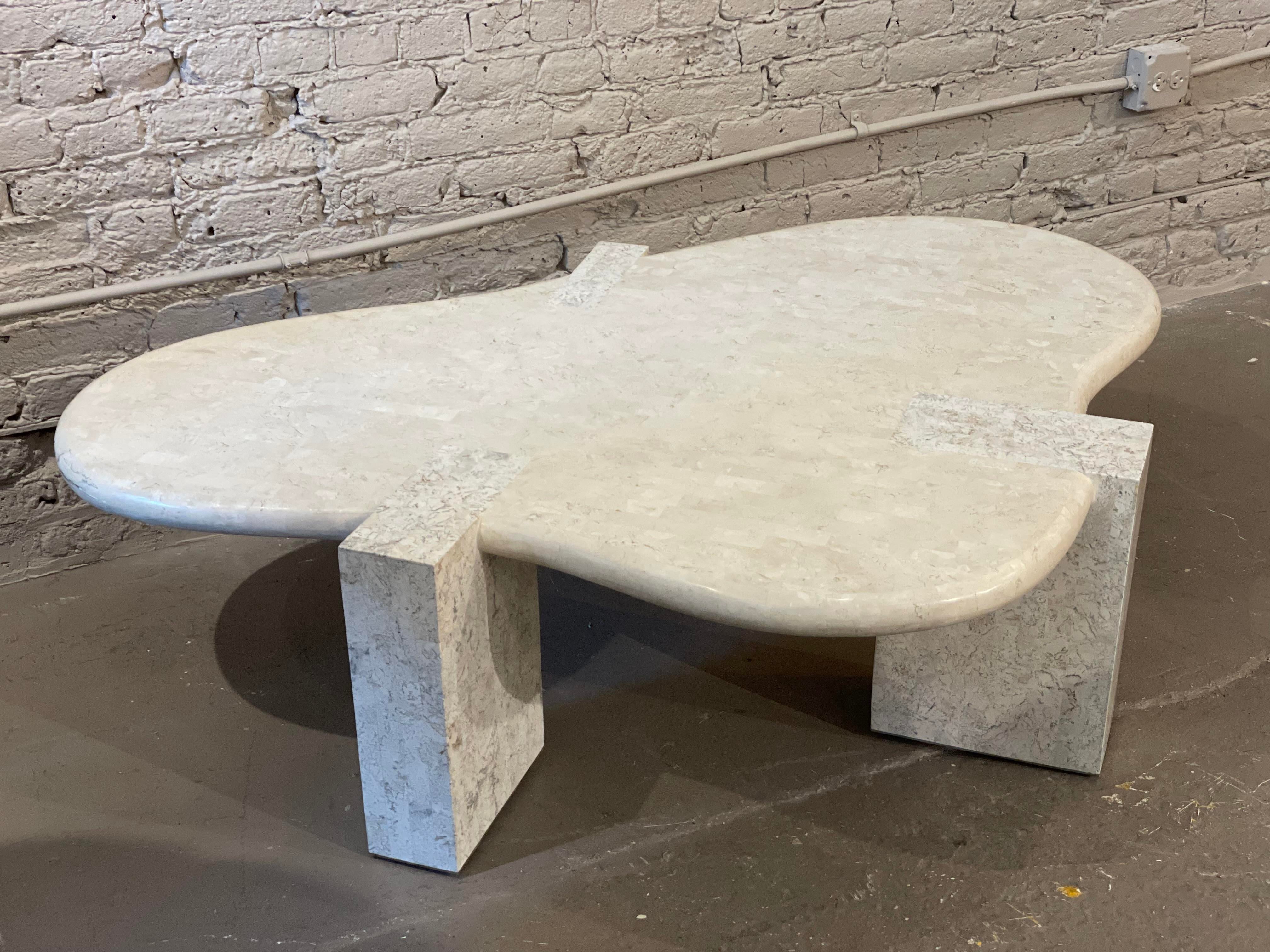 1980s Maitland-Smith Tessellated Stone Biomorphic Coffee Table