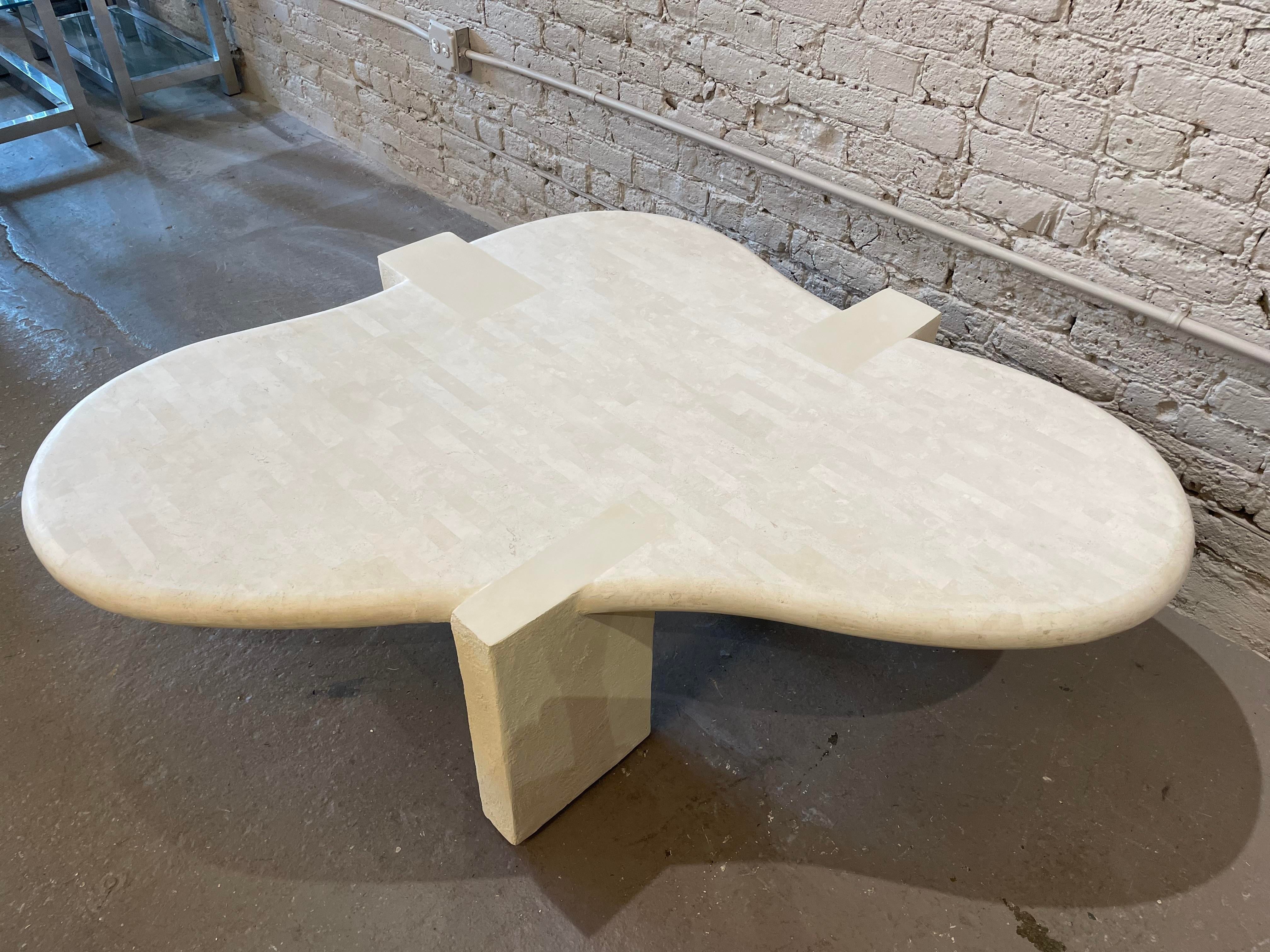 1980s Maitland Smith Tessellated Stone Biomorphic Coffee Table