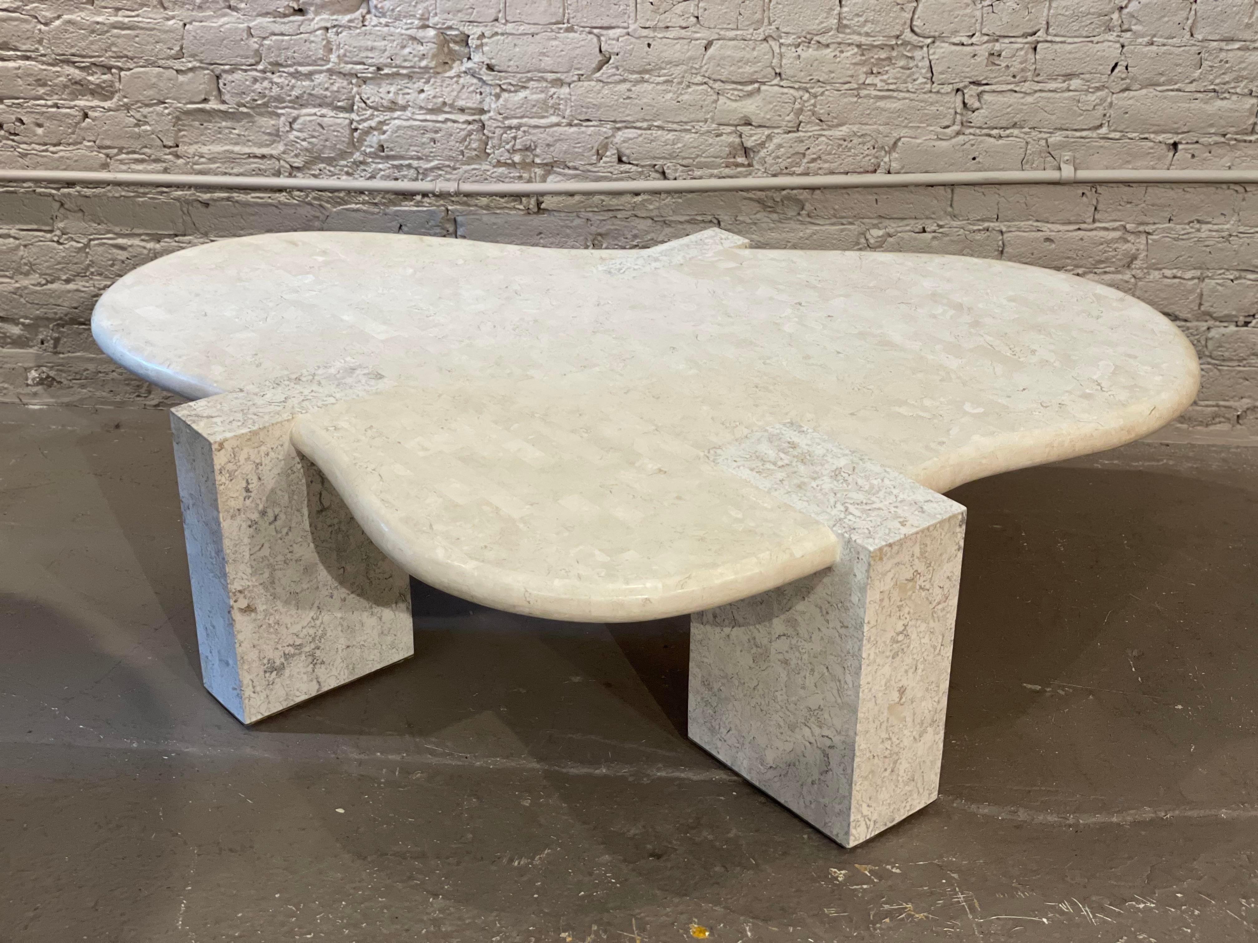 1980s Maitland-Smith Tessellated Stone Biomorphic Coffee Table