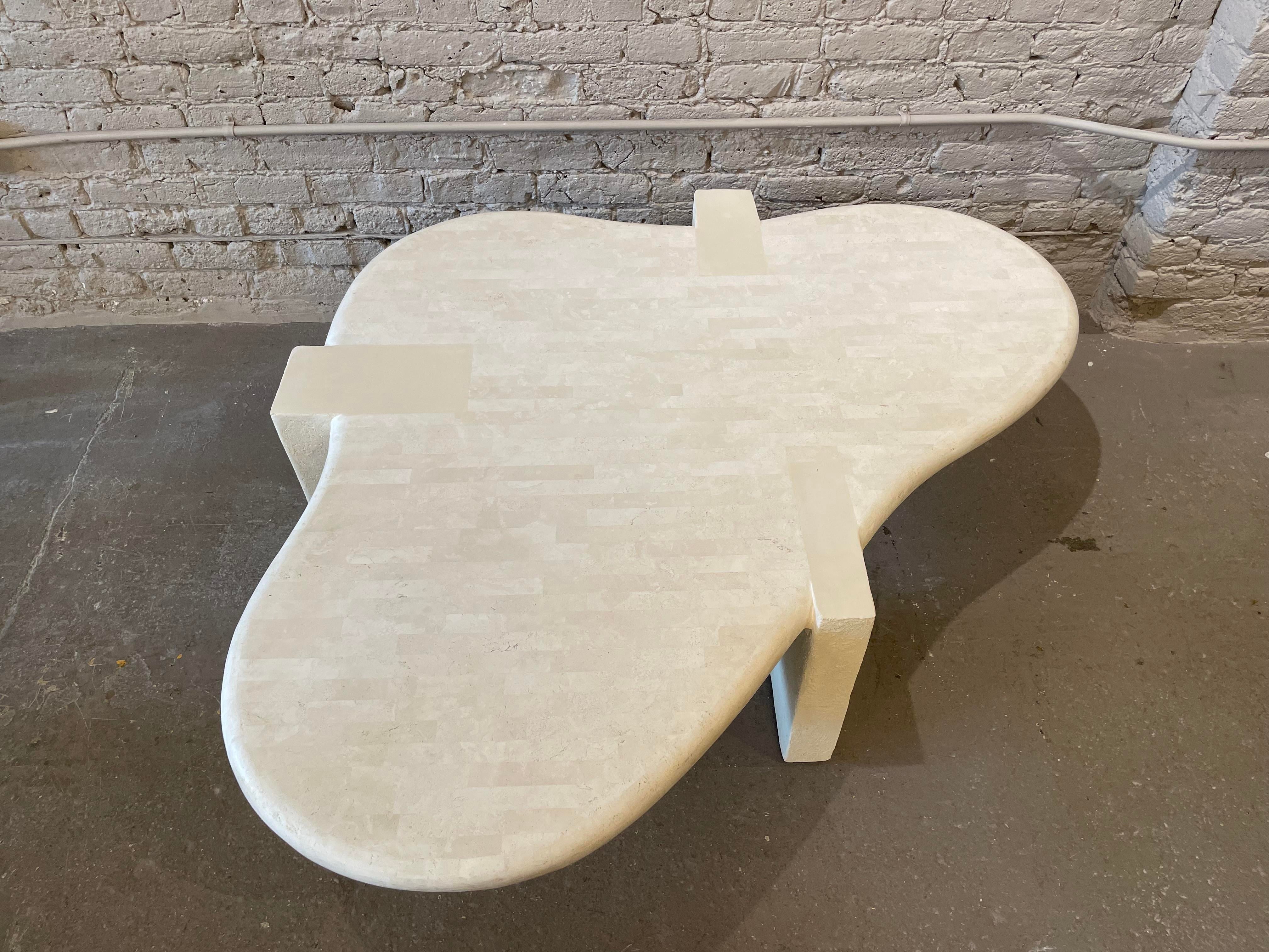 1980s Maitland Smith Tessellated Stone Biomorphic Coffee Table
