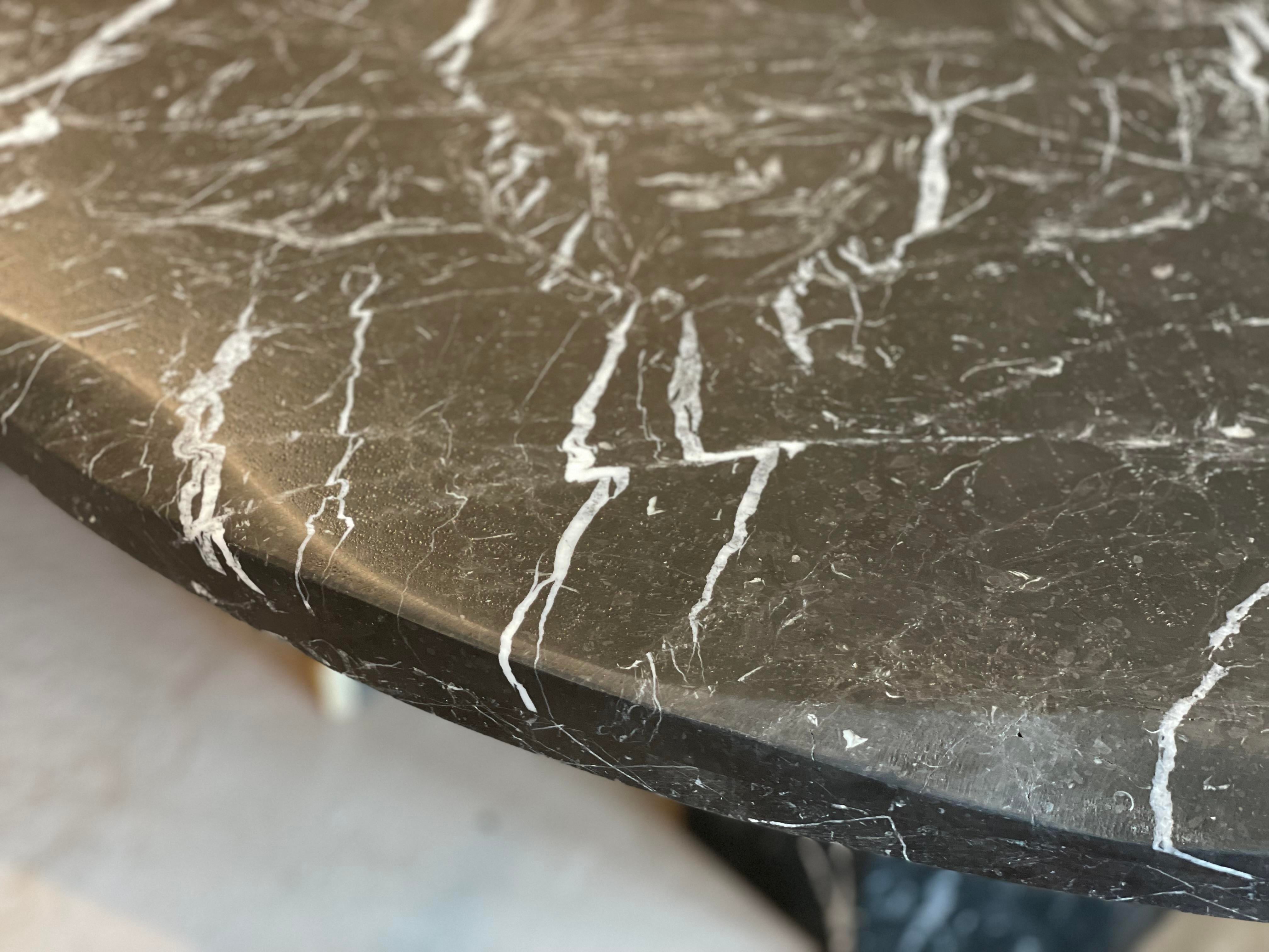 1980s Nero Marquina Marble Postmodern Dining Table