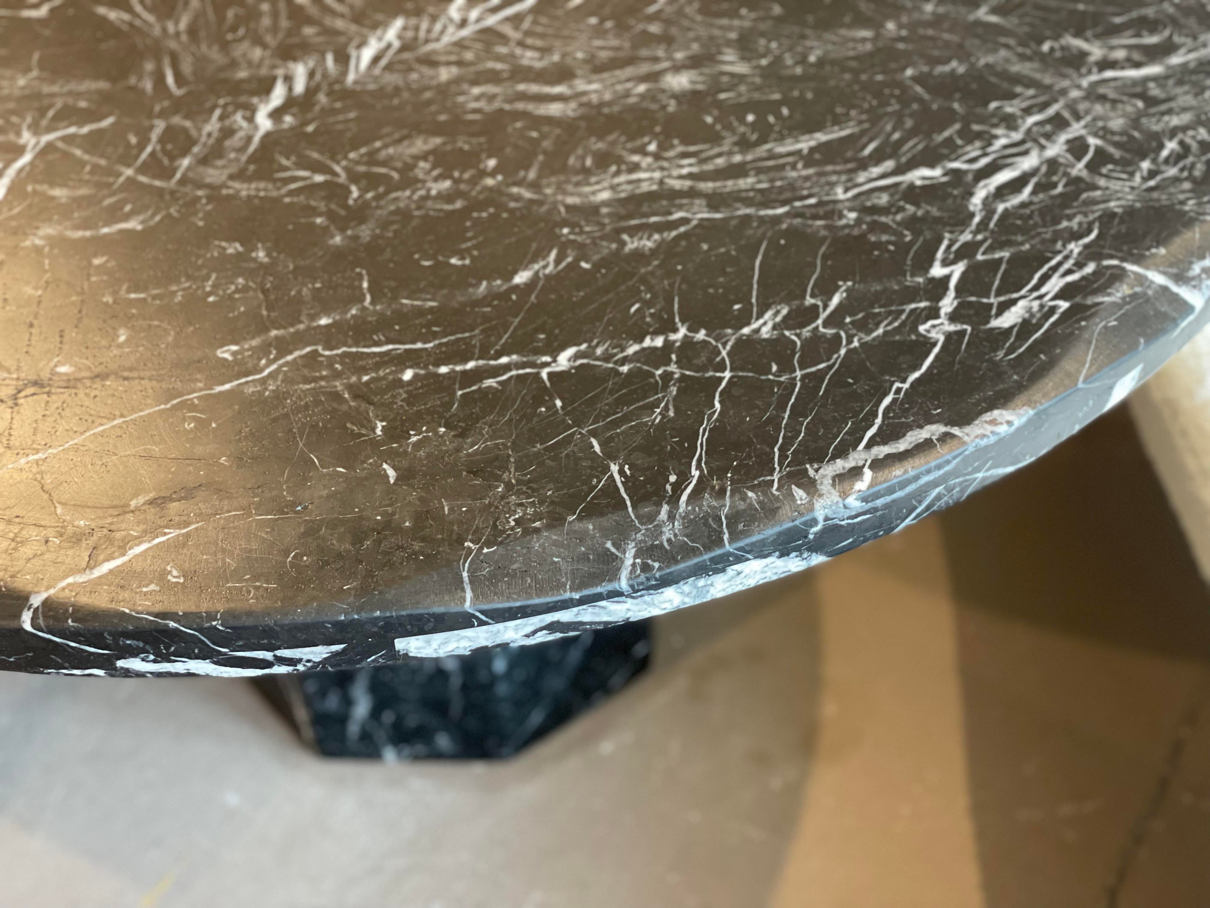 1980s Nero Marquina Marble Postmodern Dining Table