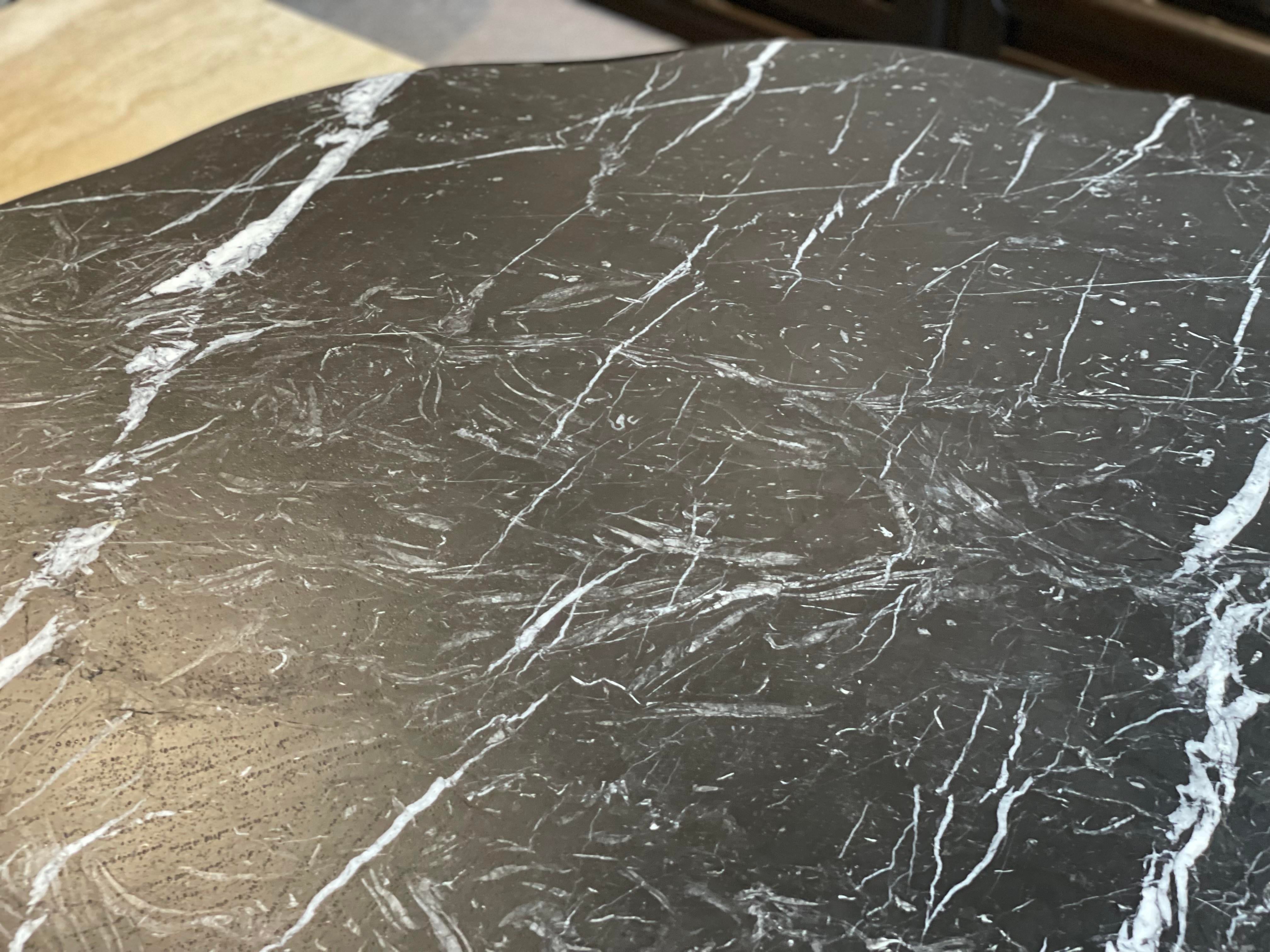 1980s Nero Marquina Marble Postmodern Dining Table