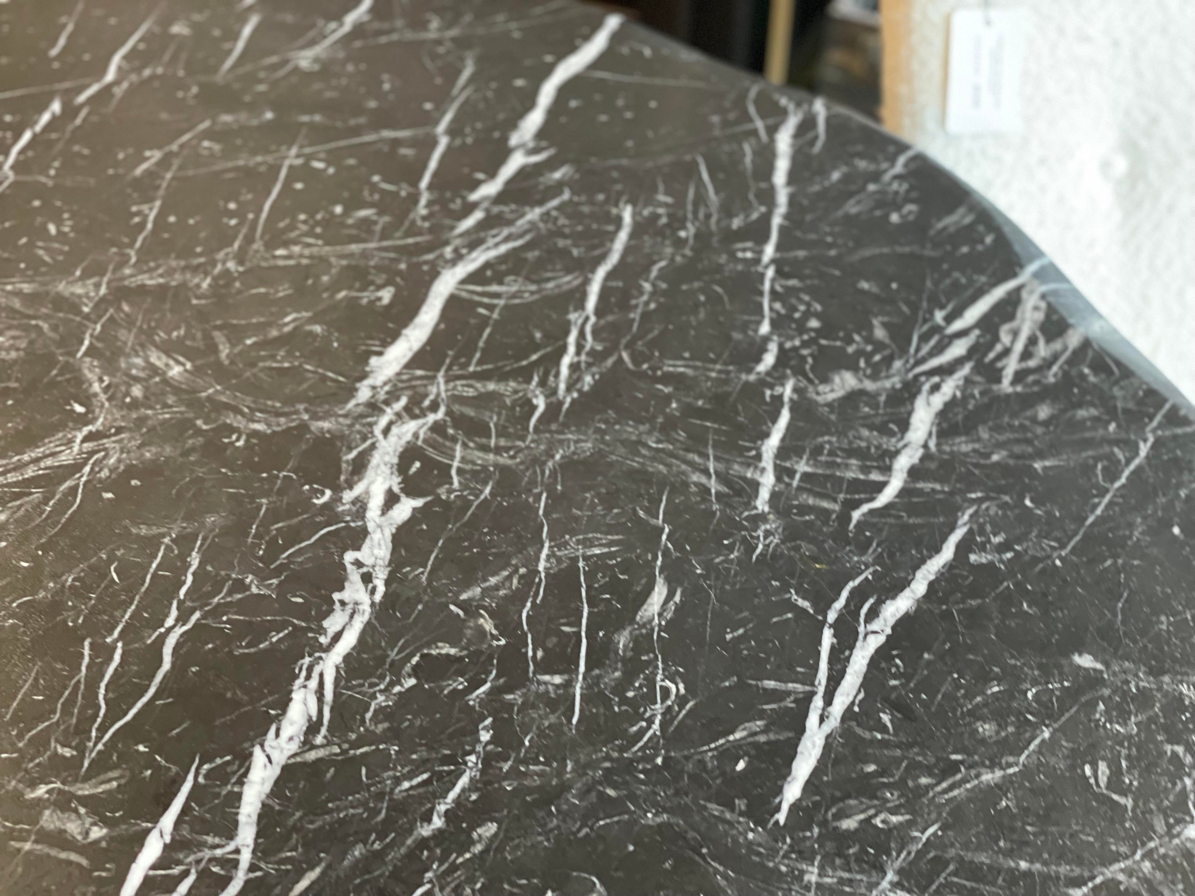 1980s Nero Marquina Marble Postmodern Dining Table