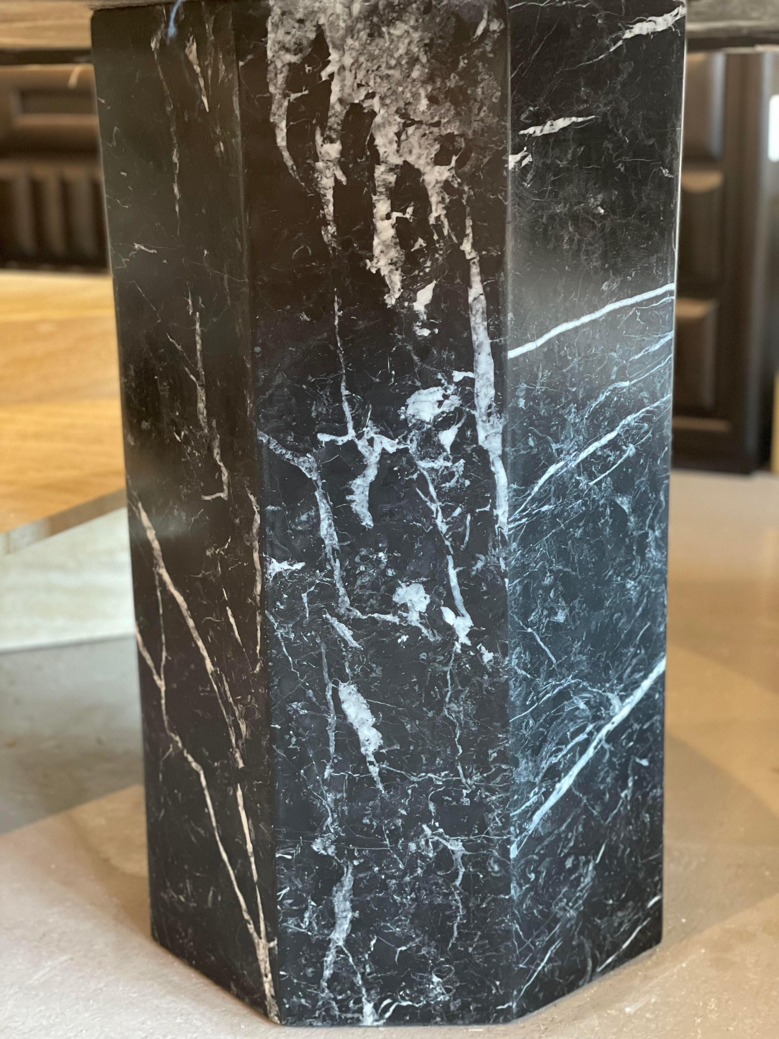 1980s Nero Marquina Marble Postmodern Dining Table