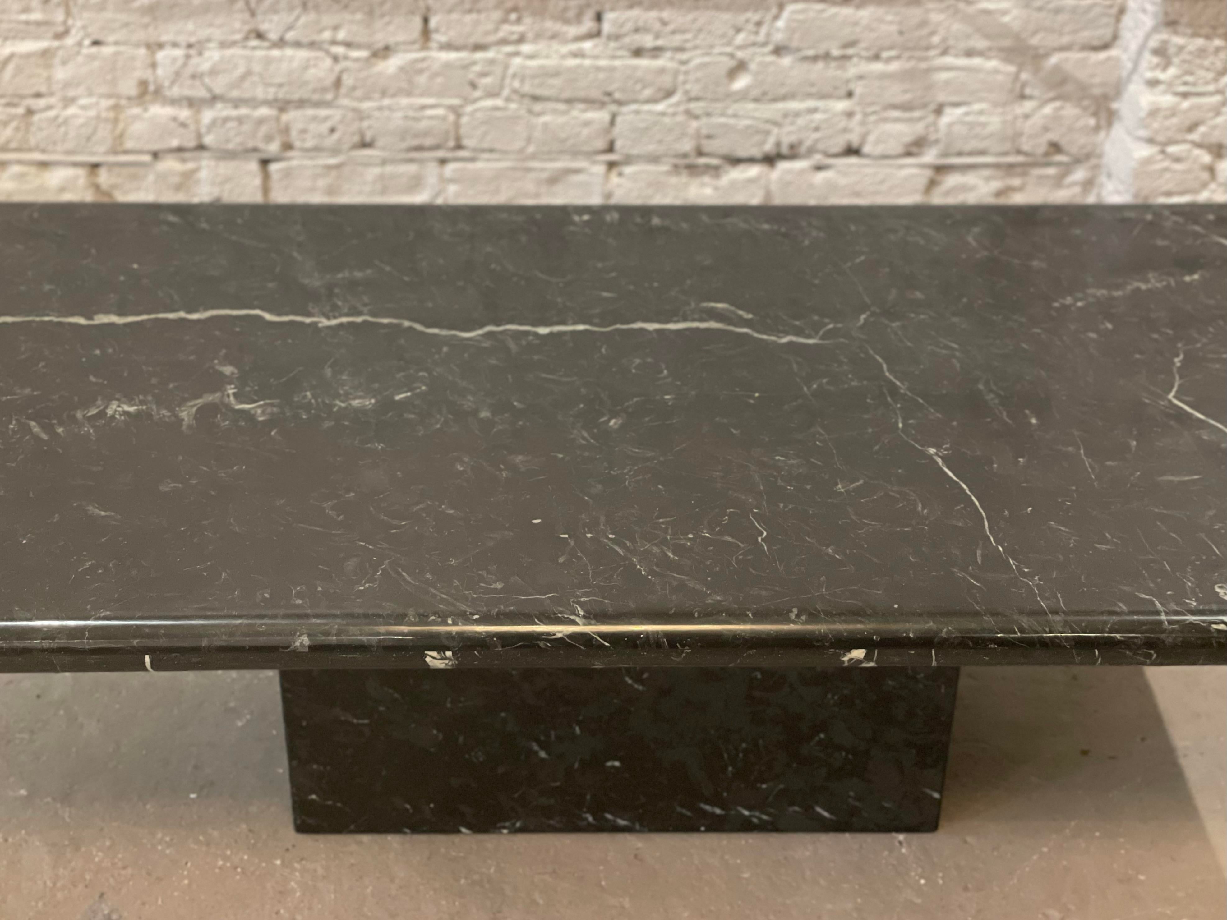 1980s Nero Marquina Postmodern Black Marble Coffee Table