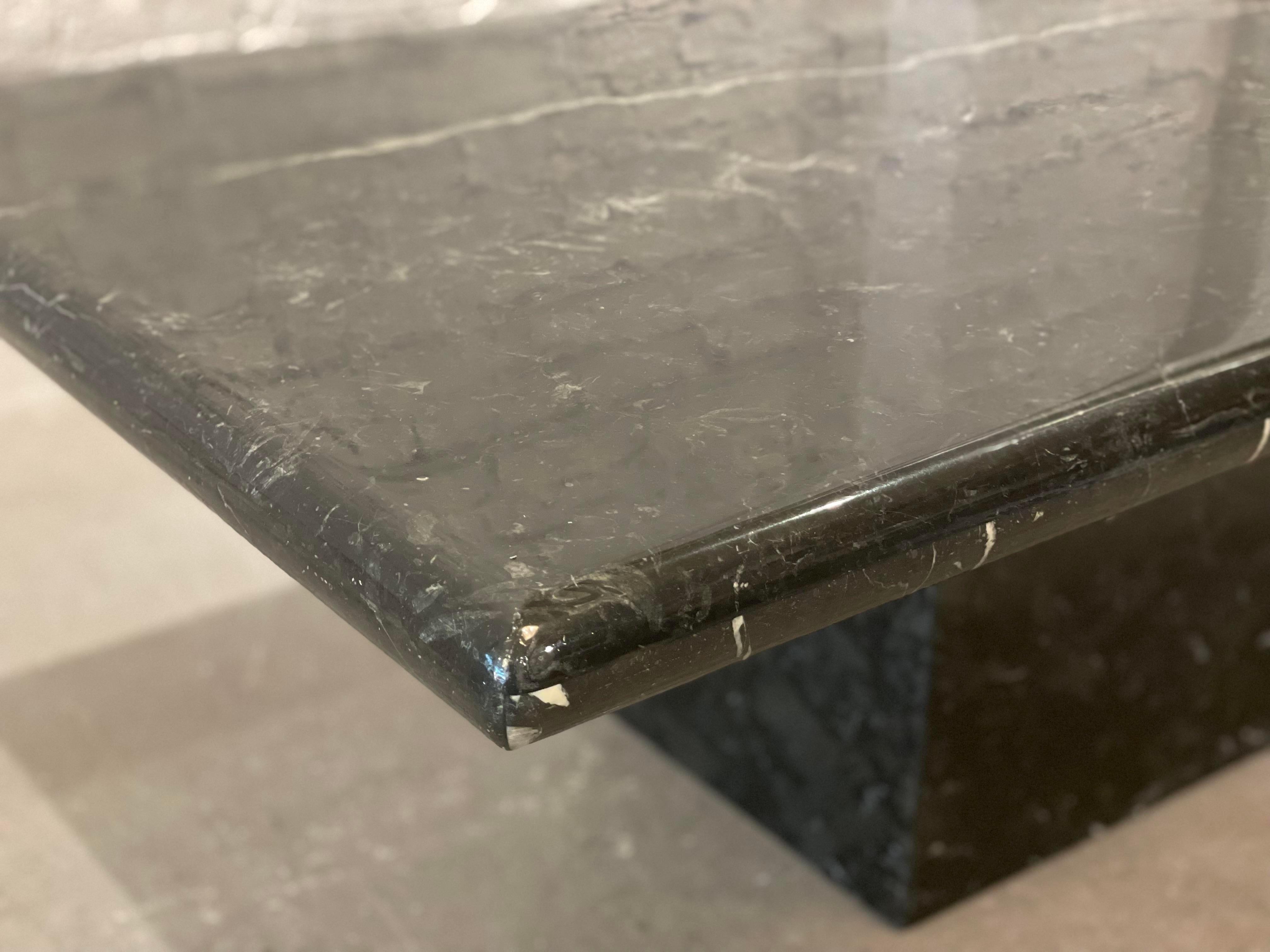 1980s Nero Marquina Postmodern Black Marble Coffee Table