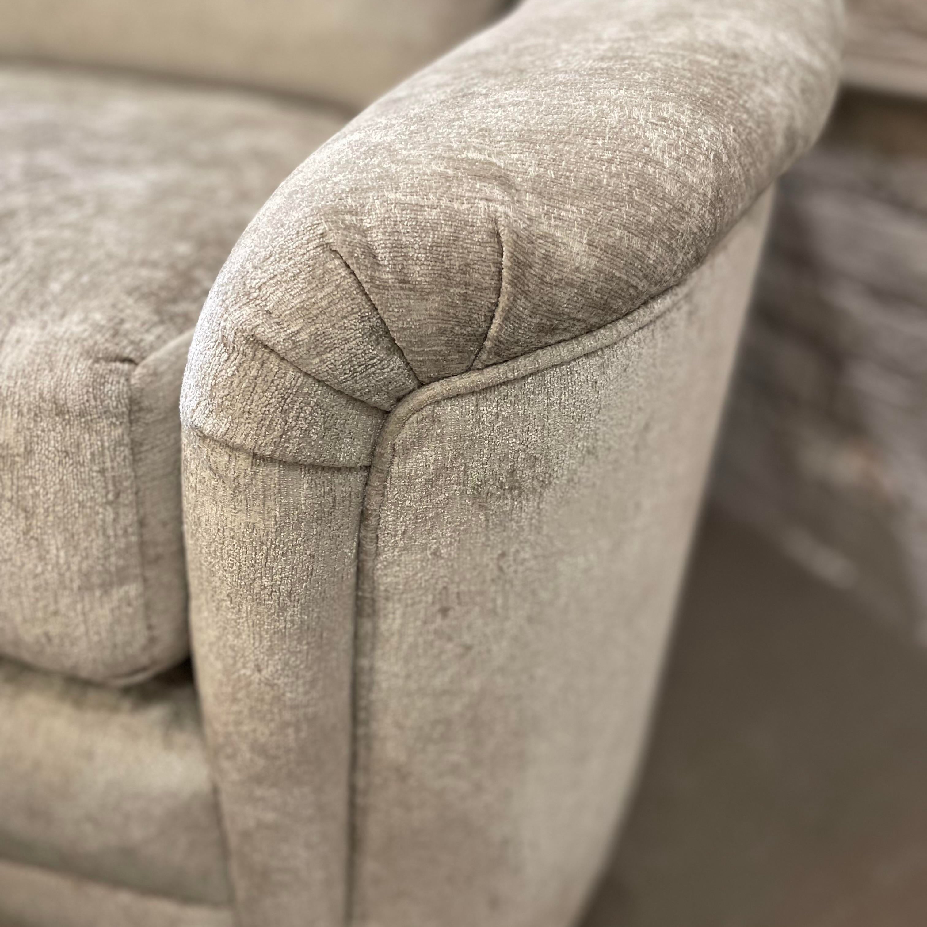1980s Oversized Postmodern Swivel Chair and Ottoman Reupholstered - Set of 2