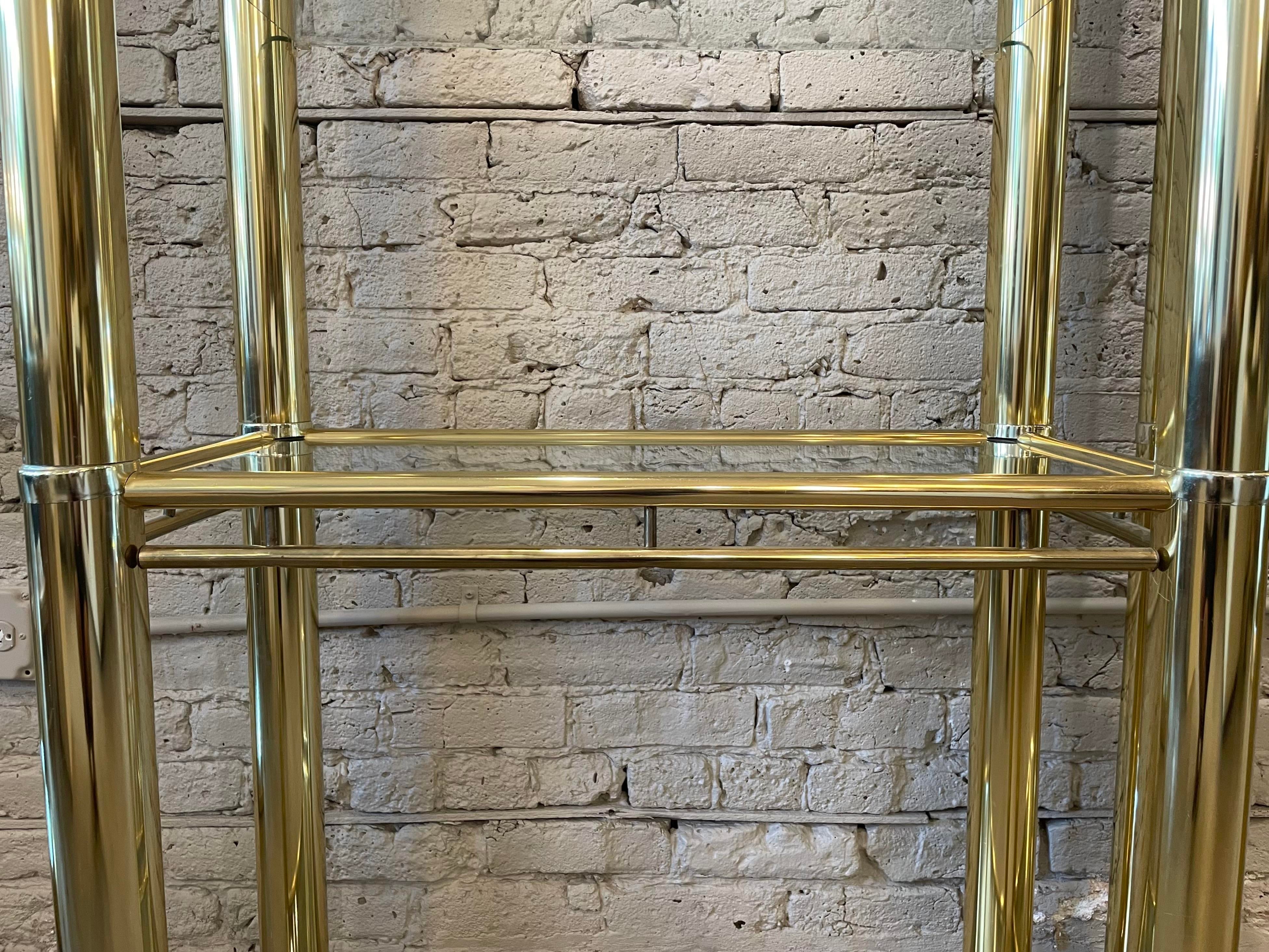 1980s Pair of Brass Etageres in the Style of Milo Baughman