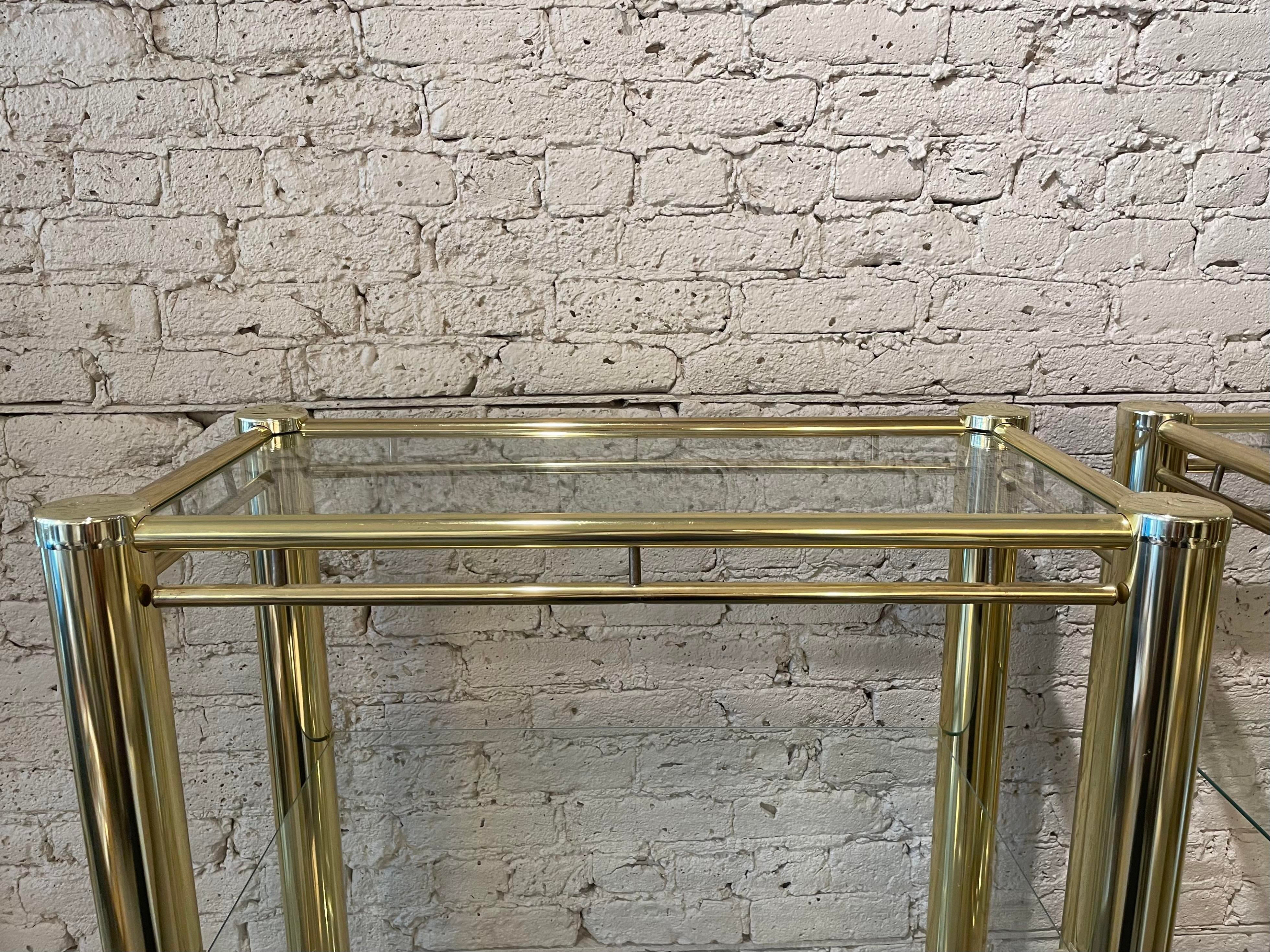 1980s Pair of Brass Etageres in the Style of Milo Baughman