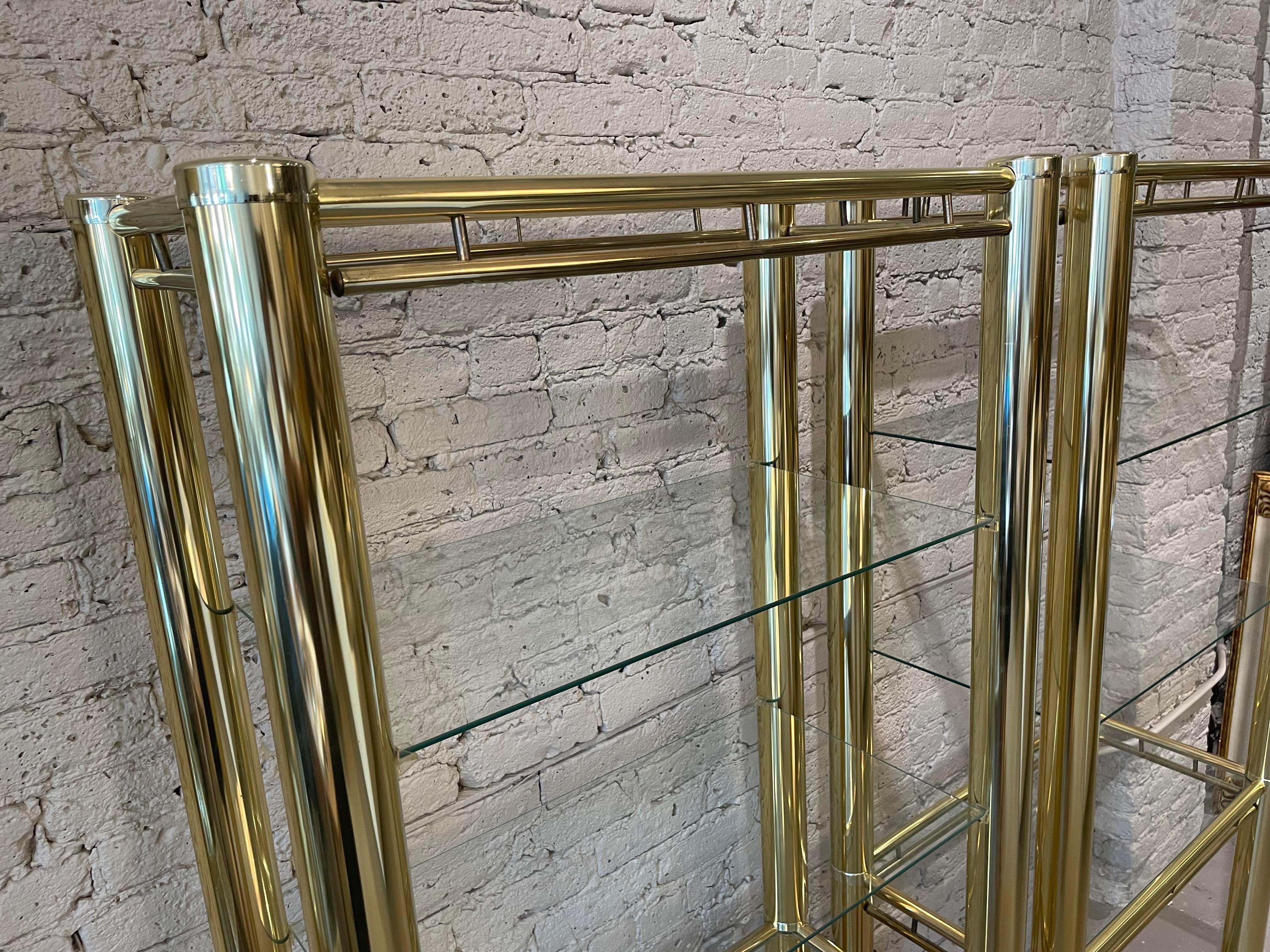 1980s Pair of Brass Etageres in the Style of Milo Baughman