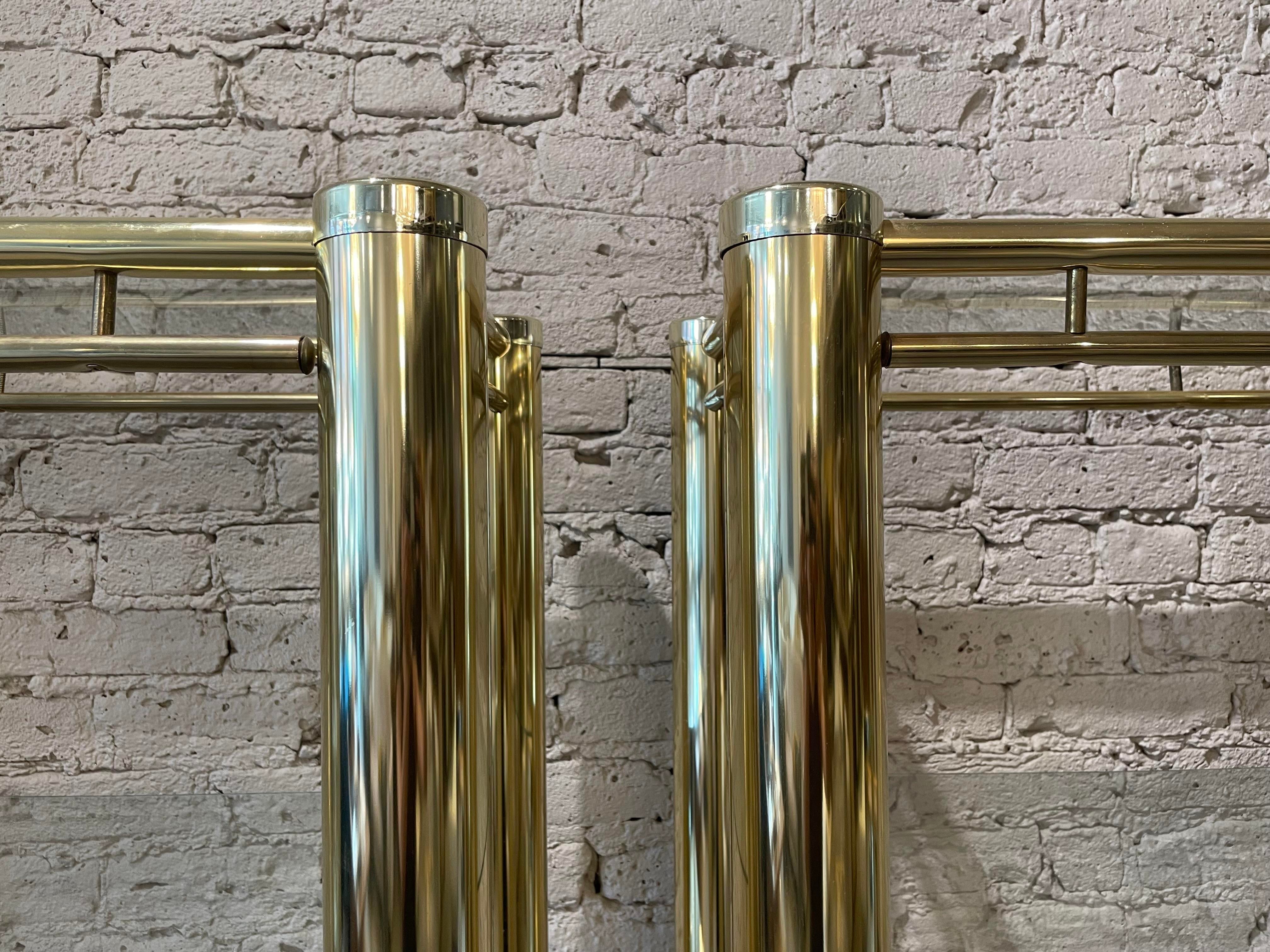 1980s Pair of Brass Etageres in the Style of Milo Baughman