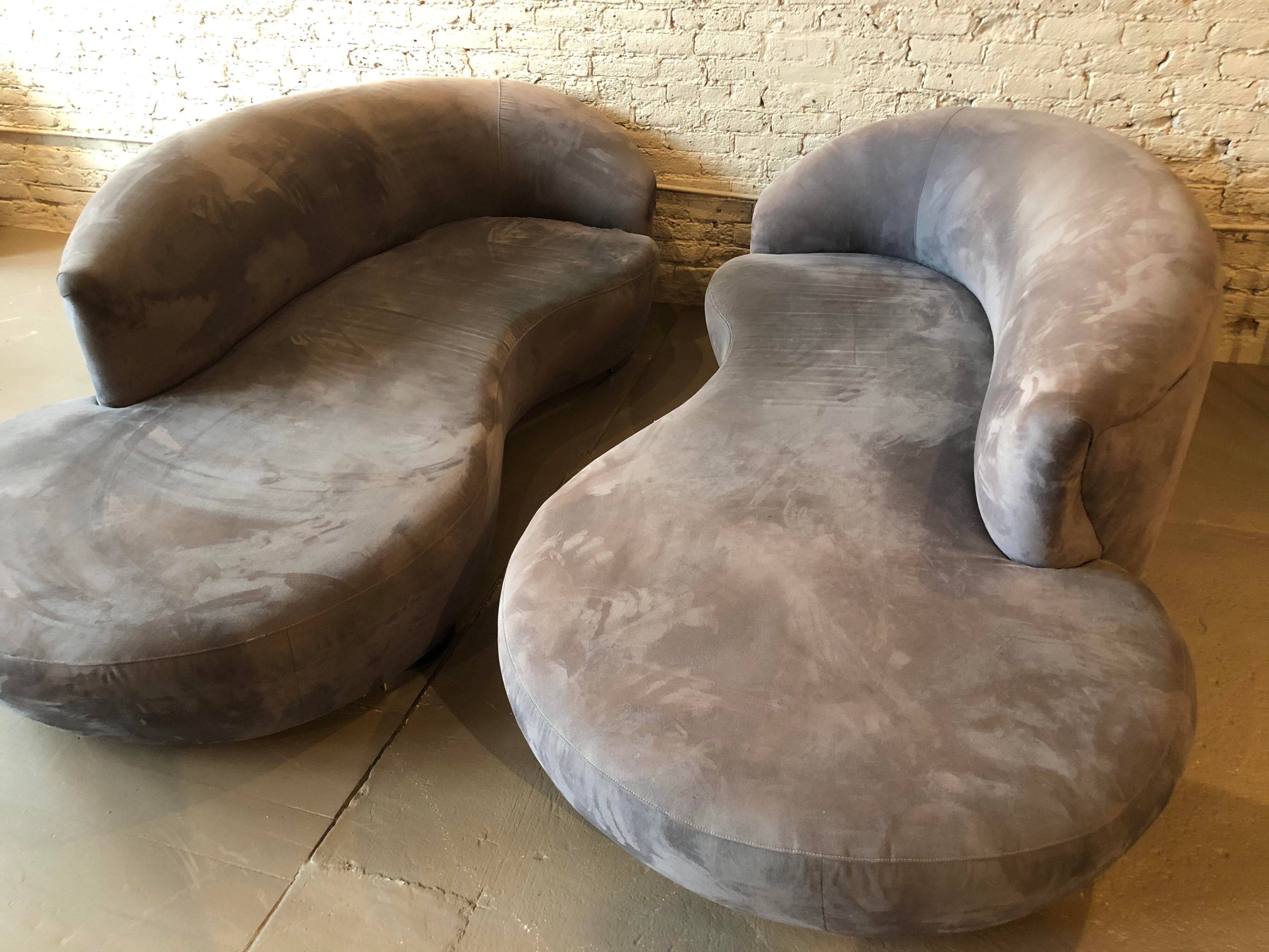 1980s Post Modern Cloud Serpentine Sofas Chaise Styled After Vladimir Kagan - a Pair