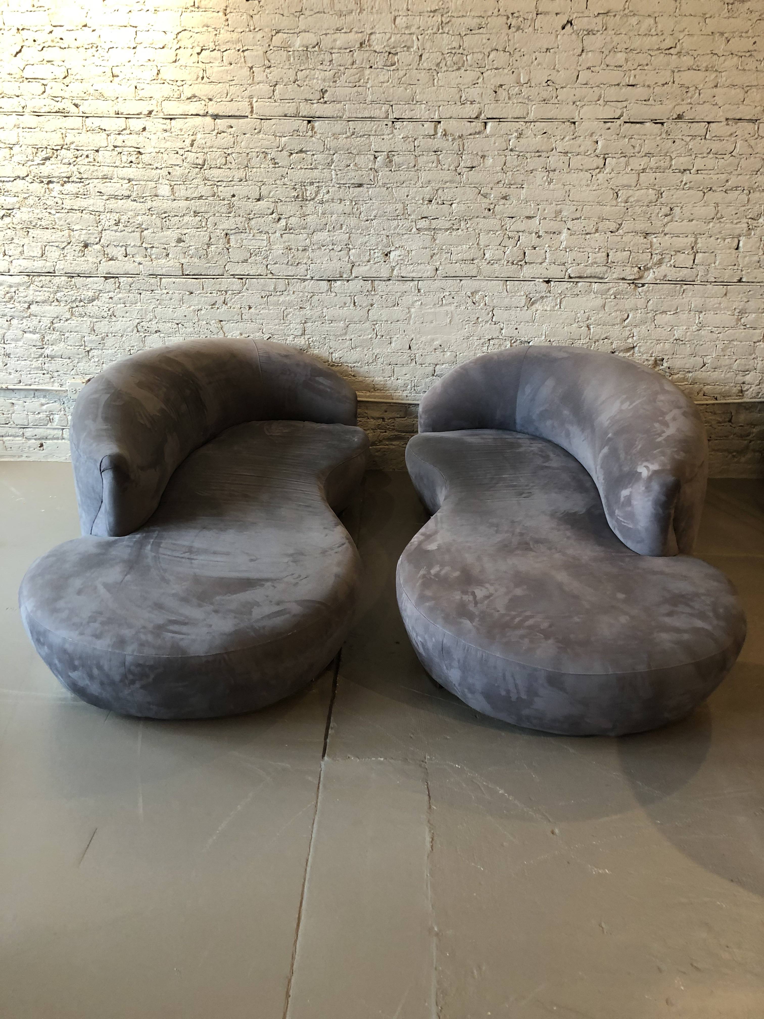 1980s Post Modern Cloud Serpentine Sofas Chaise Styled After Vladimir Kagan - a Pair