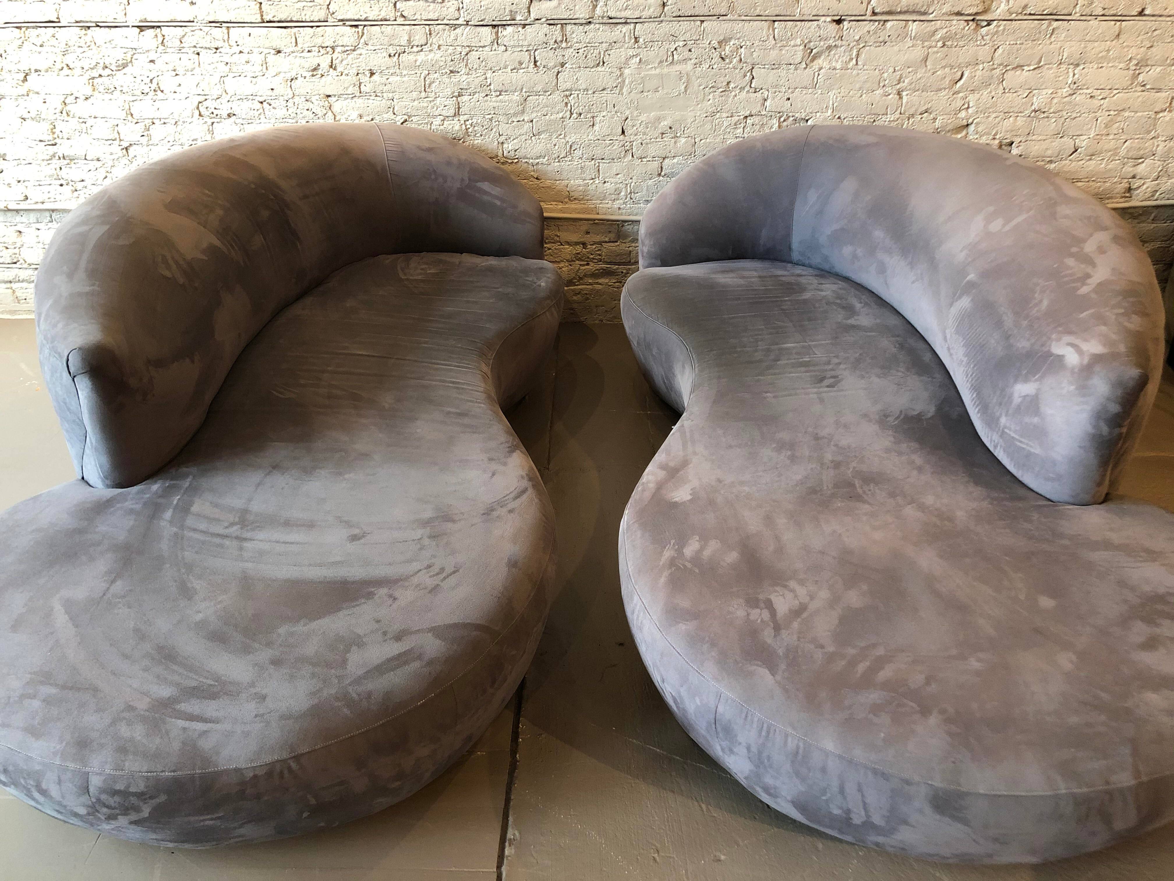 1980s Post Modern Cloud Serpentine Sofas Chaise Styled After Vladimir Kagan - a Pair