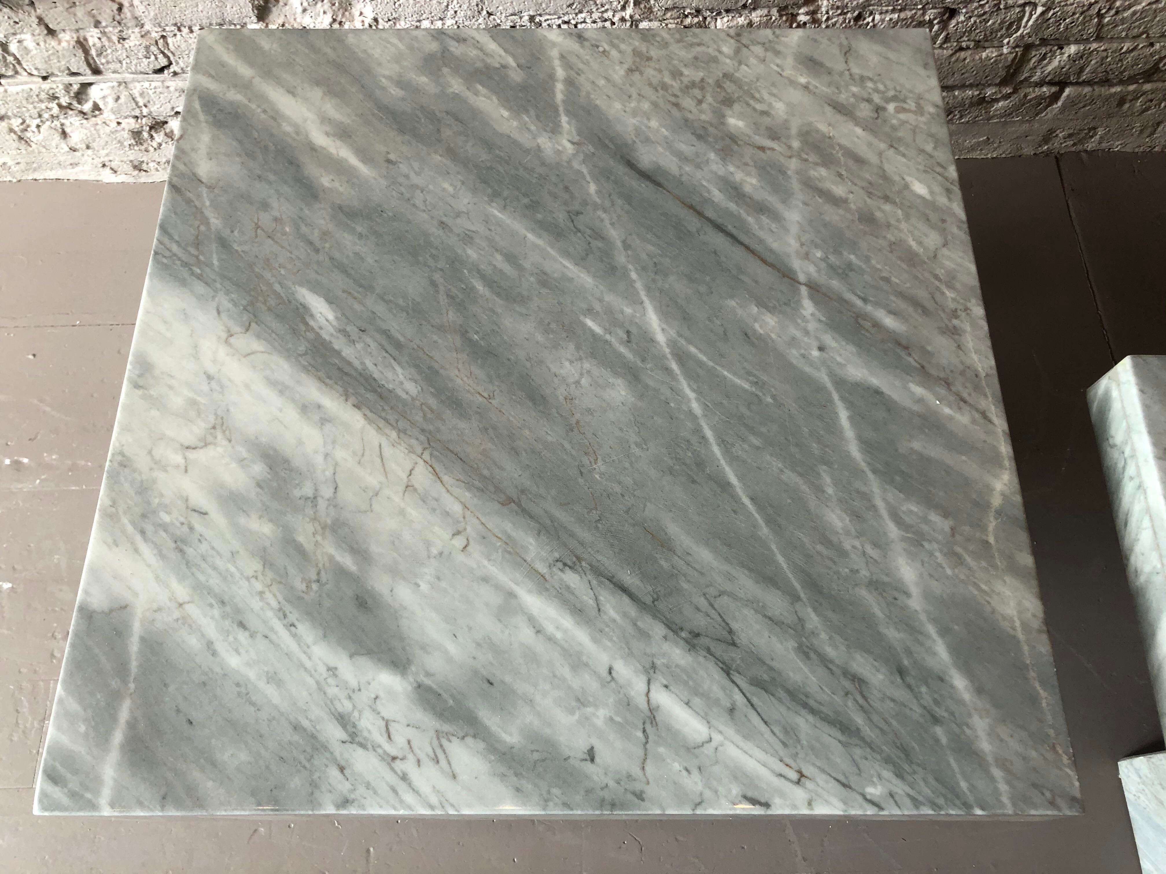1980s Post Modern Italian Gray Marble Tables - a Pair