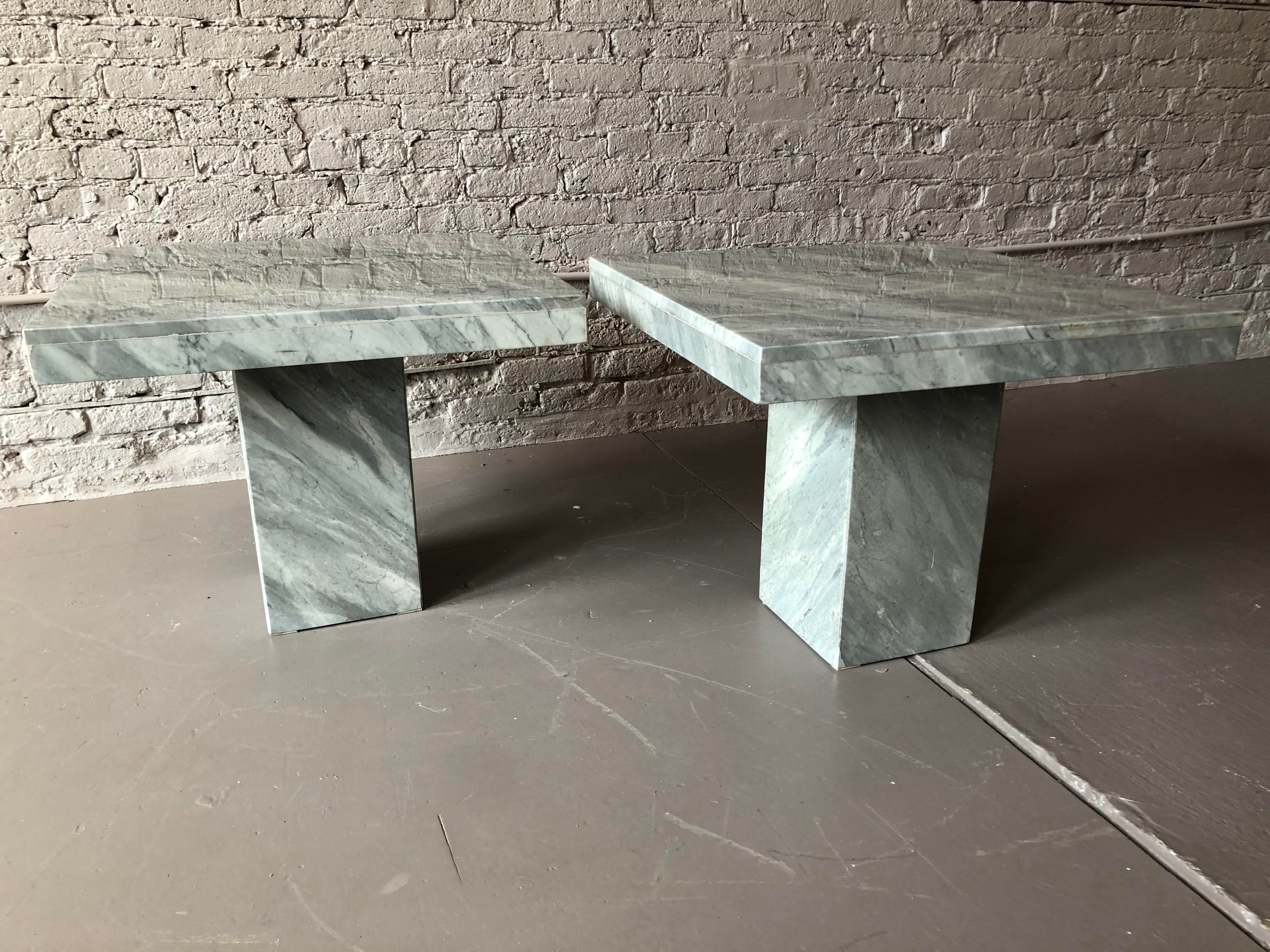 1980s Post Modern Italian Gray Marble Tables - a Pair