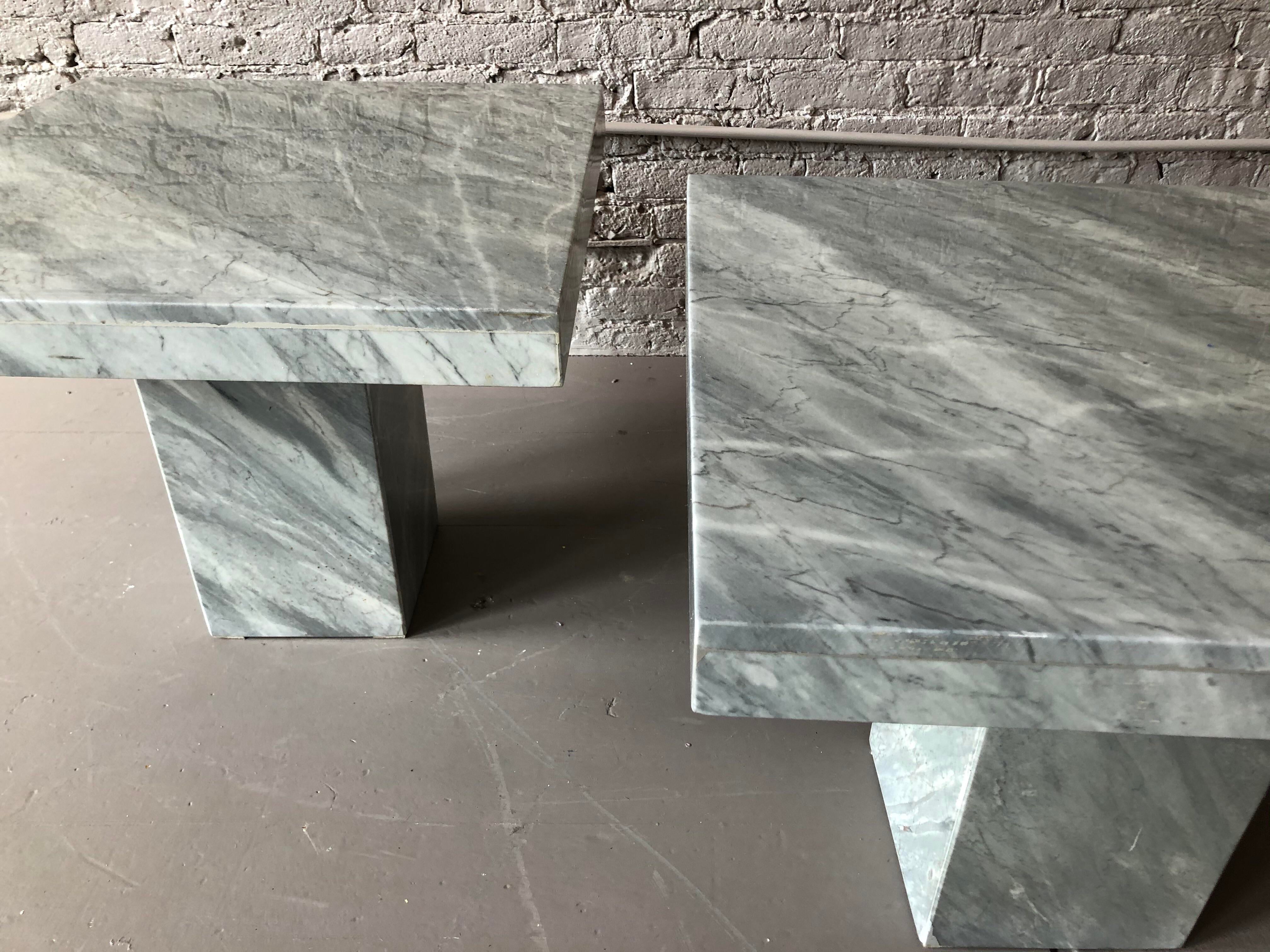 1980s Post Modern Italian Gray Marble Tables - a Pair