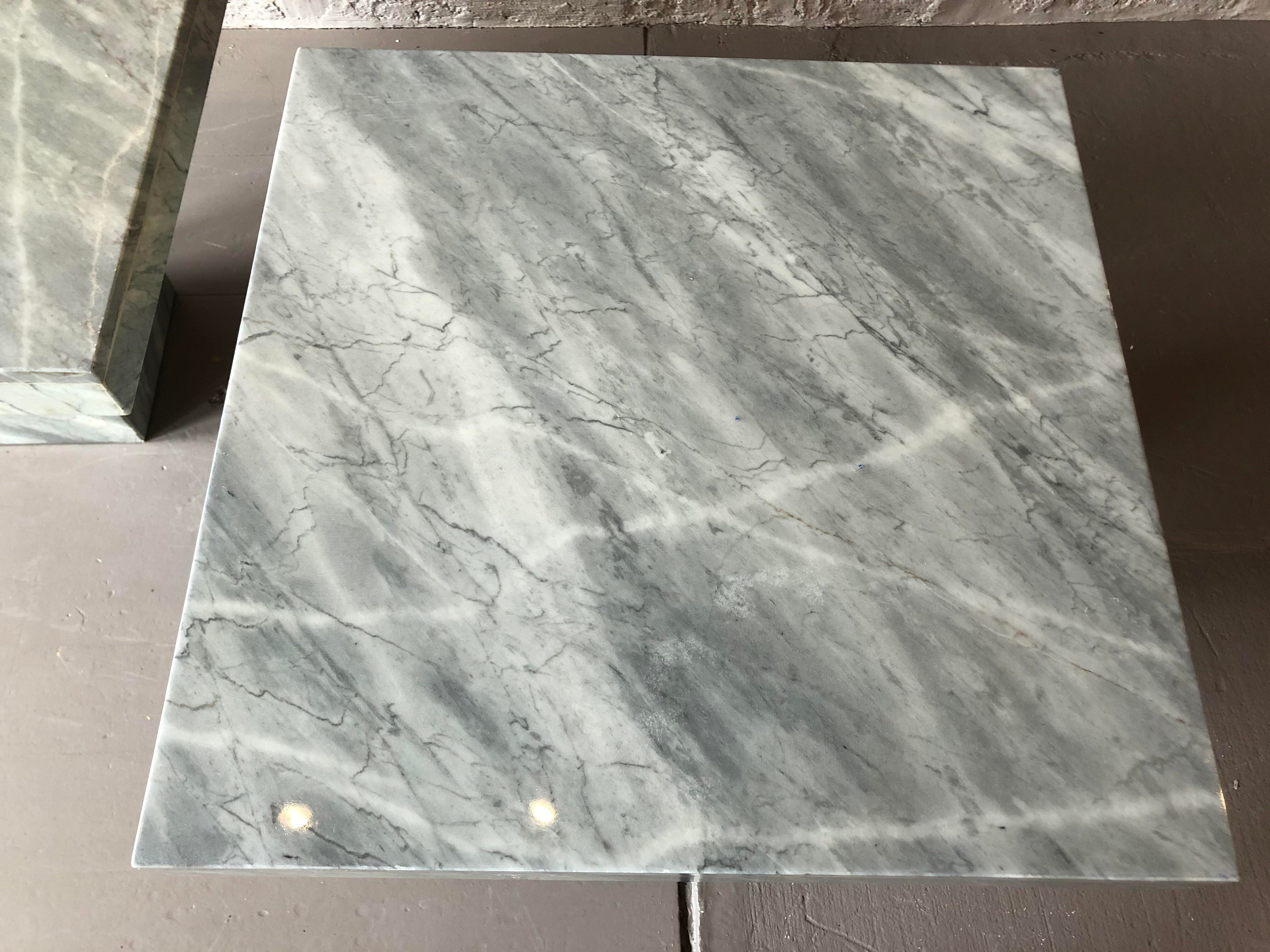 1980s Post Modern Italian Gray Marble Tables - a Pair