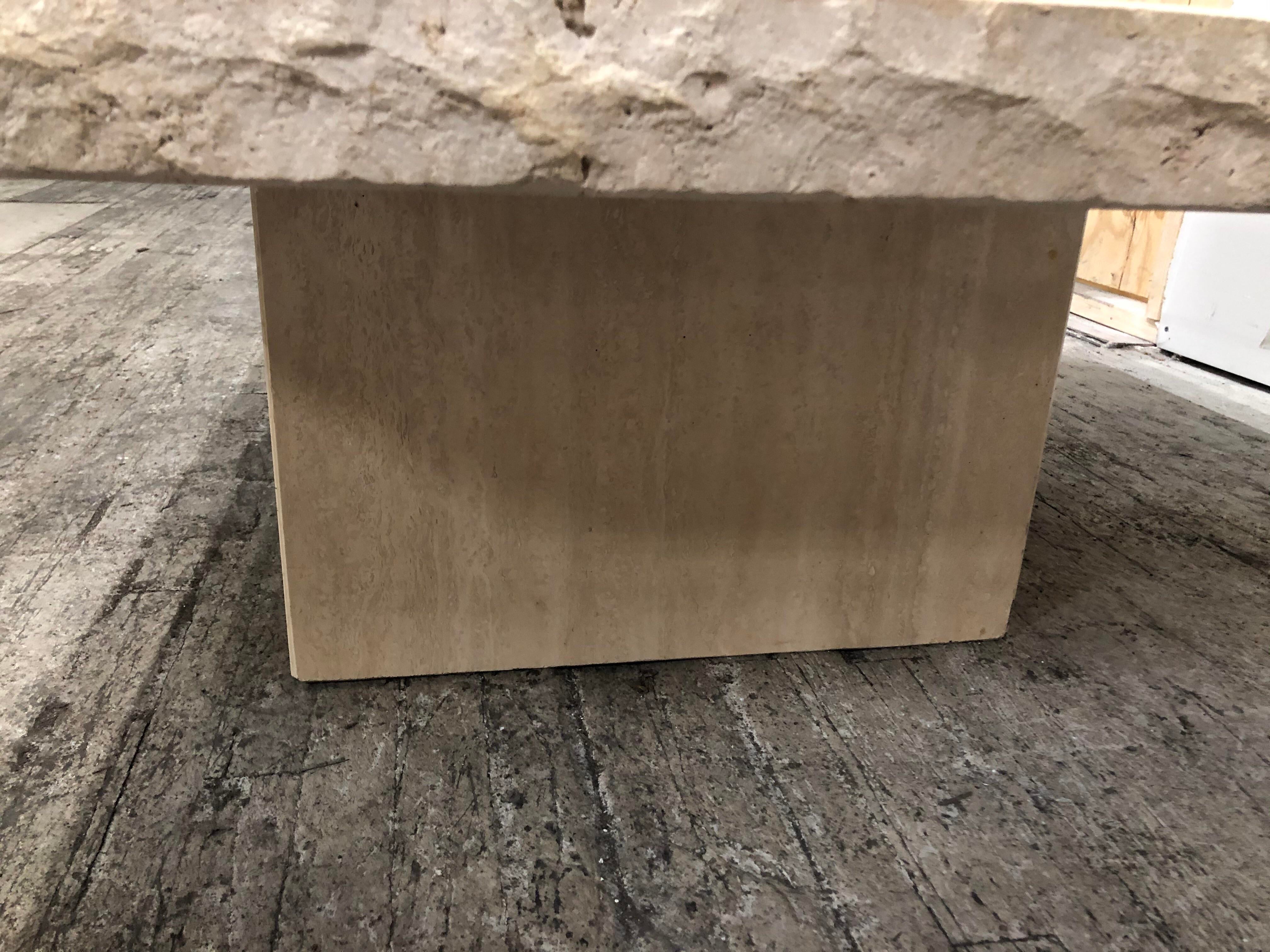 1980s Post Modern Travertine Live Edge Coffee Table