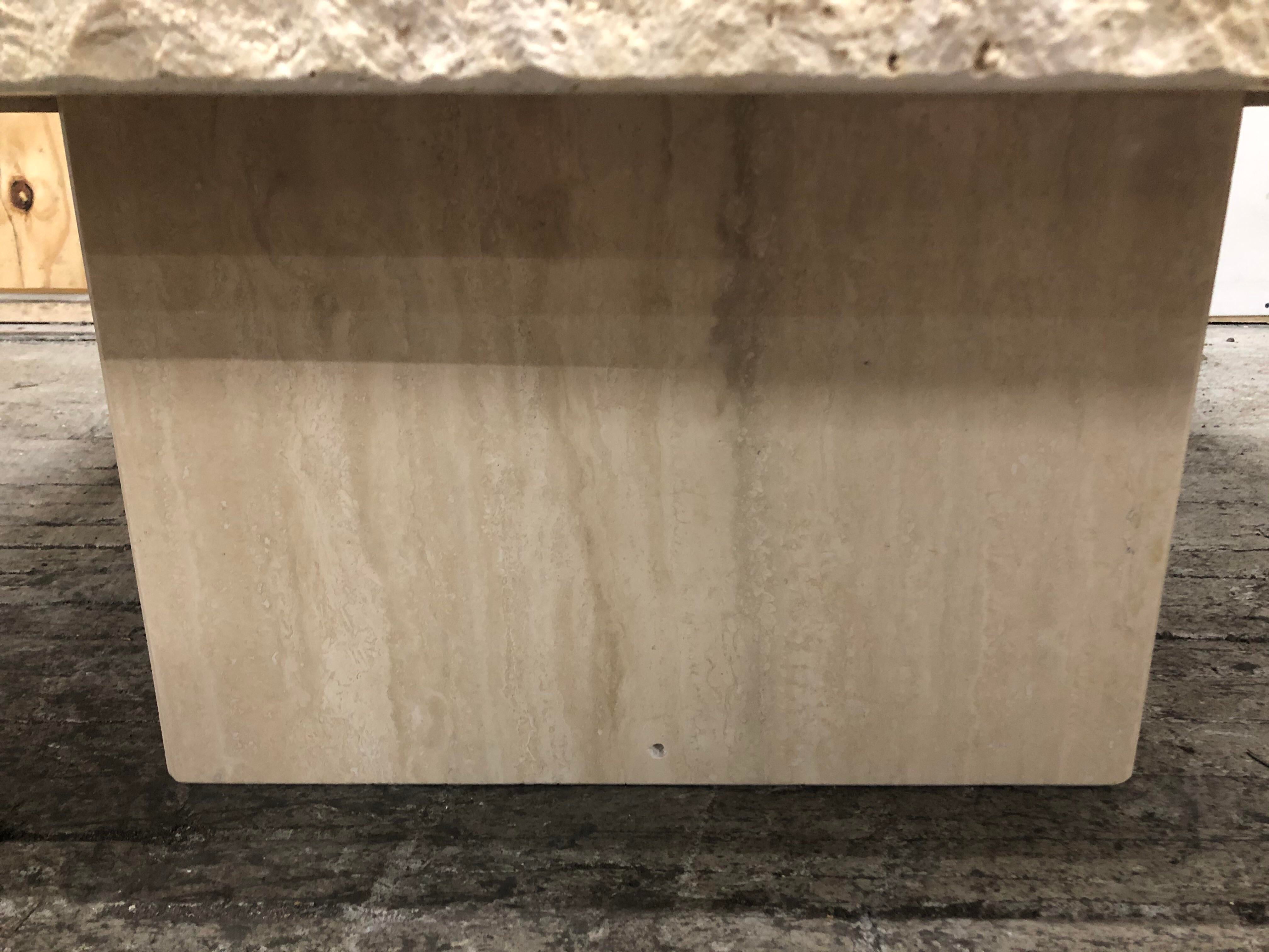 1980s Post Modern Travertine Live Edge Coffee Table