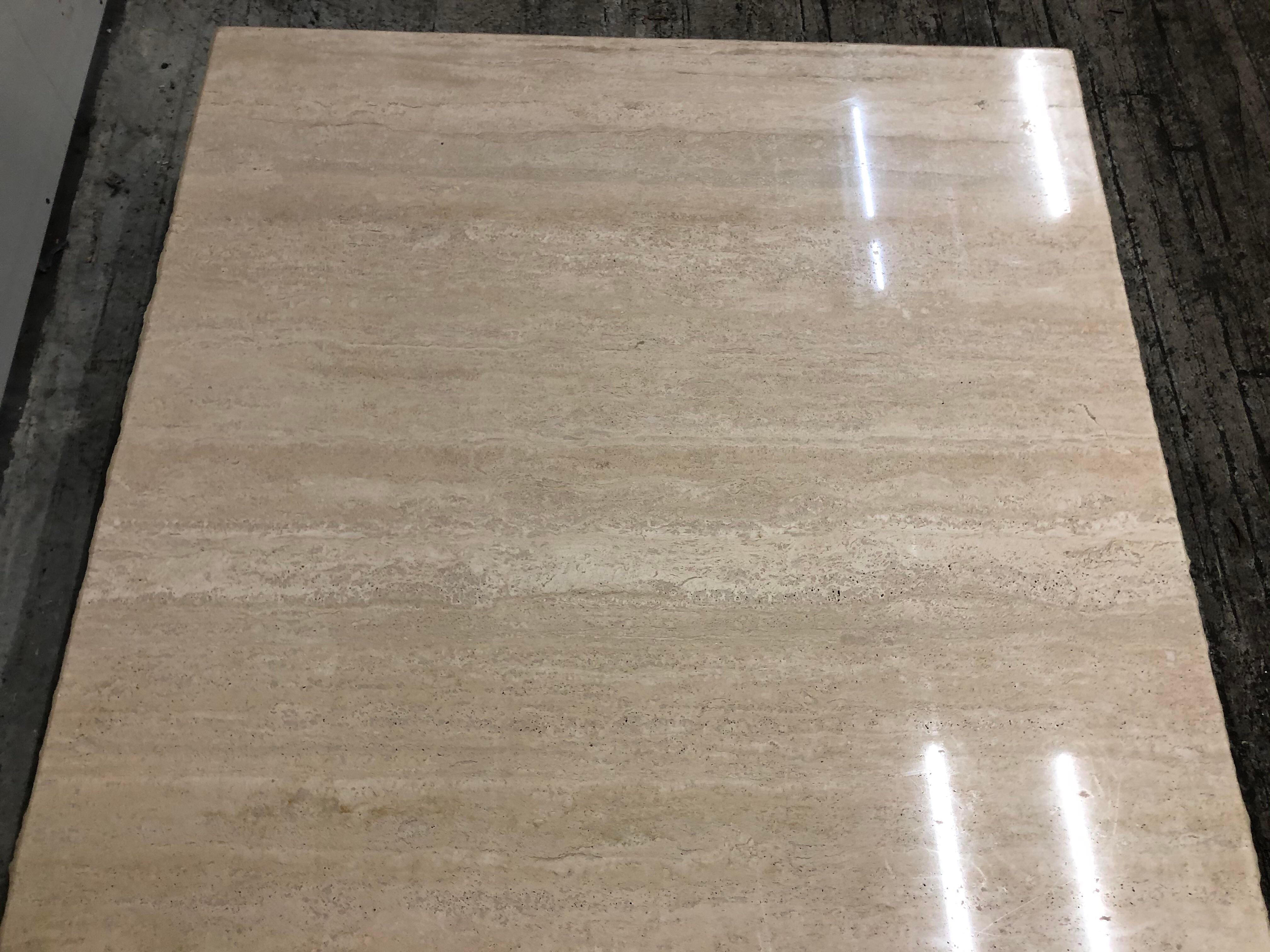 1980s Post Modern Travertine Live Edge Coffee Table