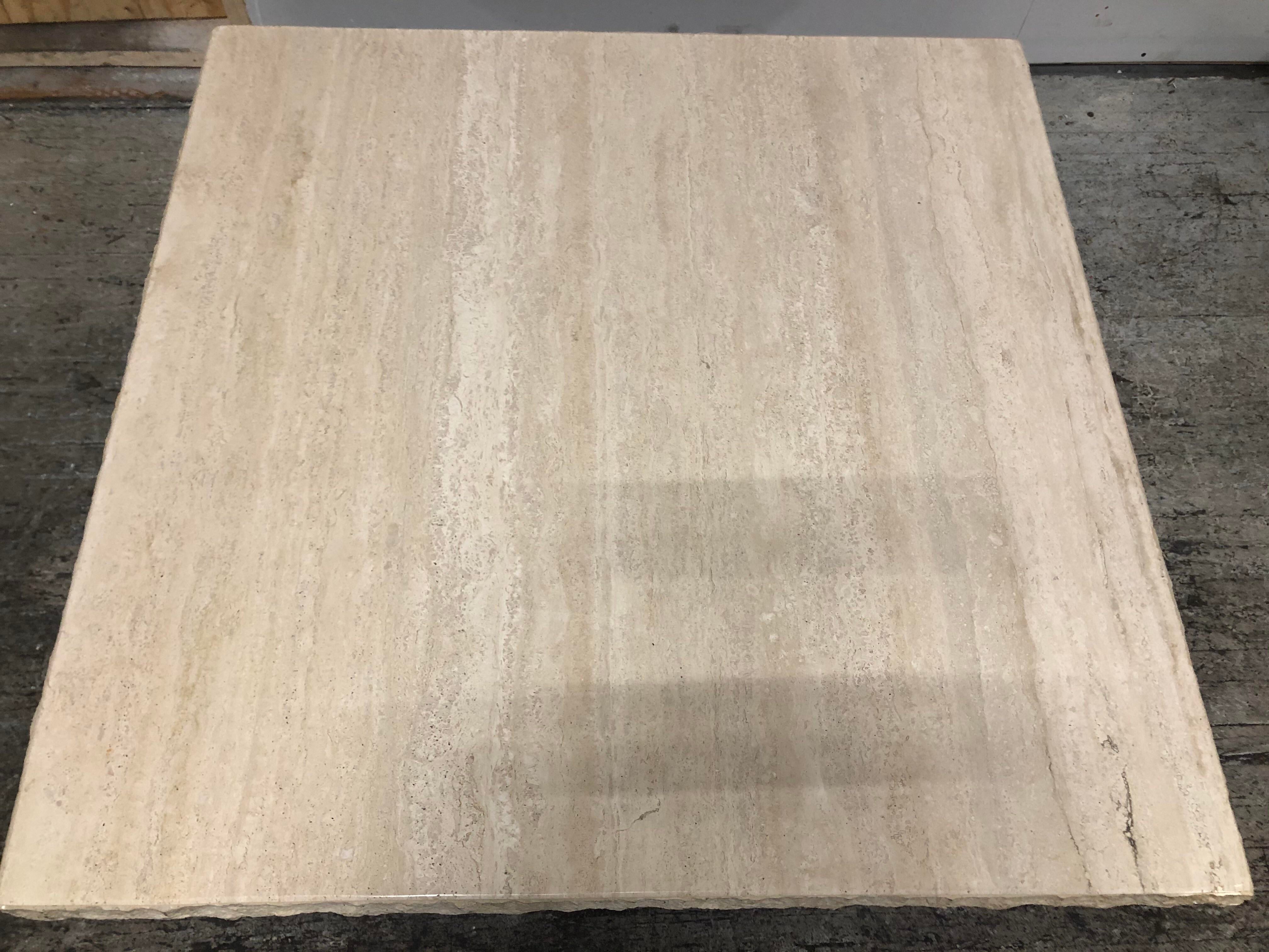 1980s Post Modern Travertine Live Edge Coffee Table