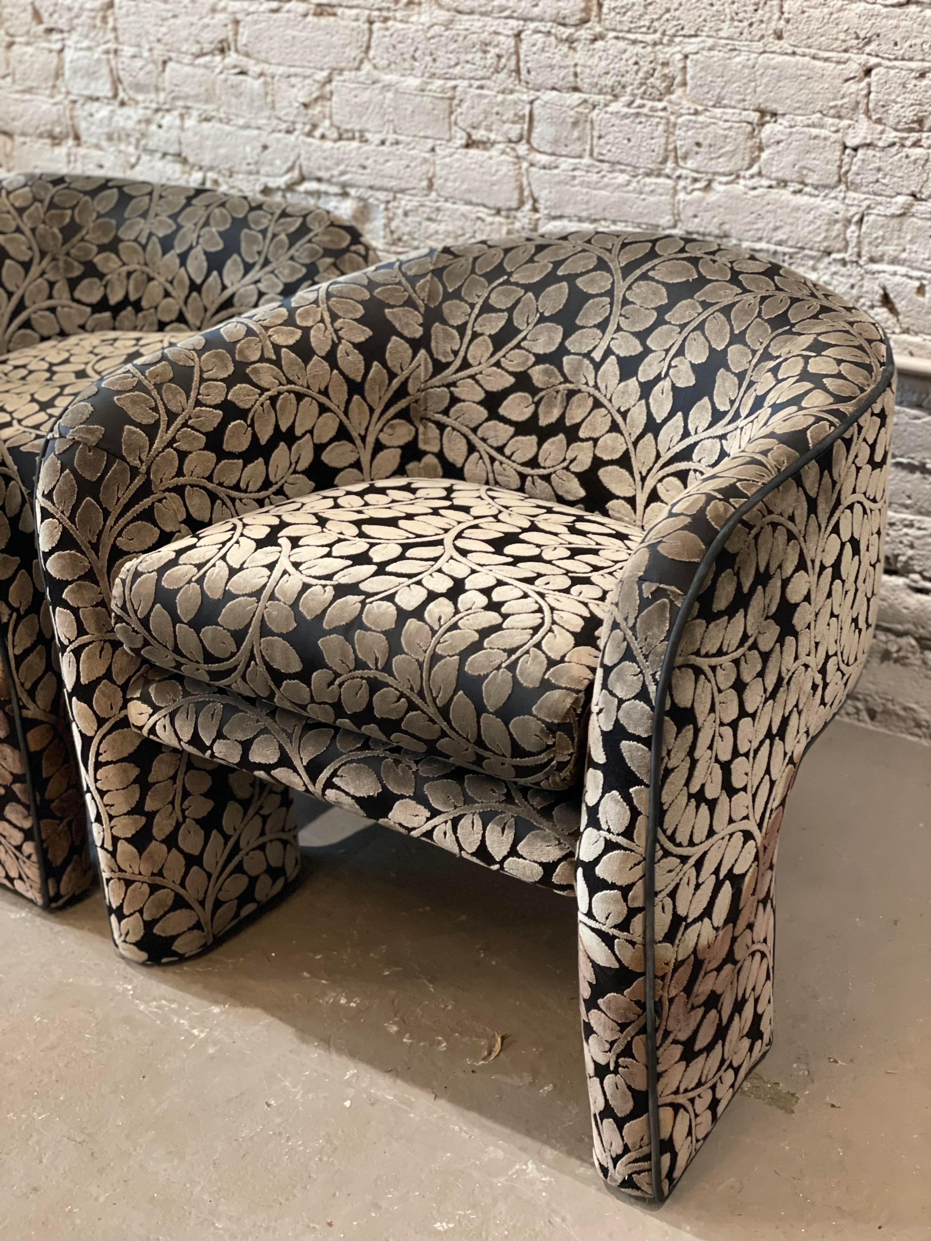 1980s Postmodern 3 Leg Side Chairs - a Pair