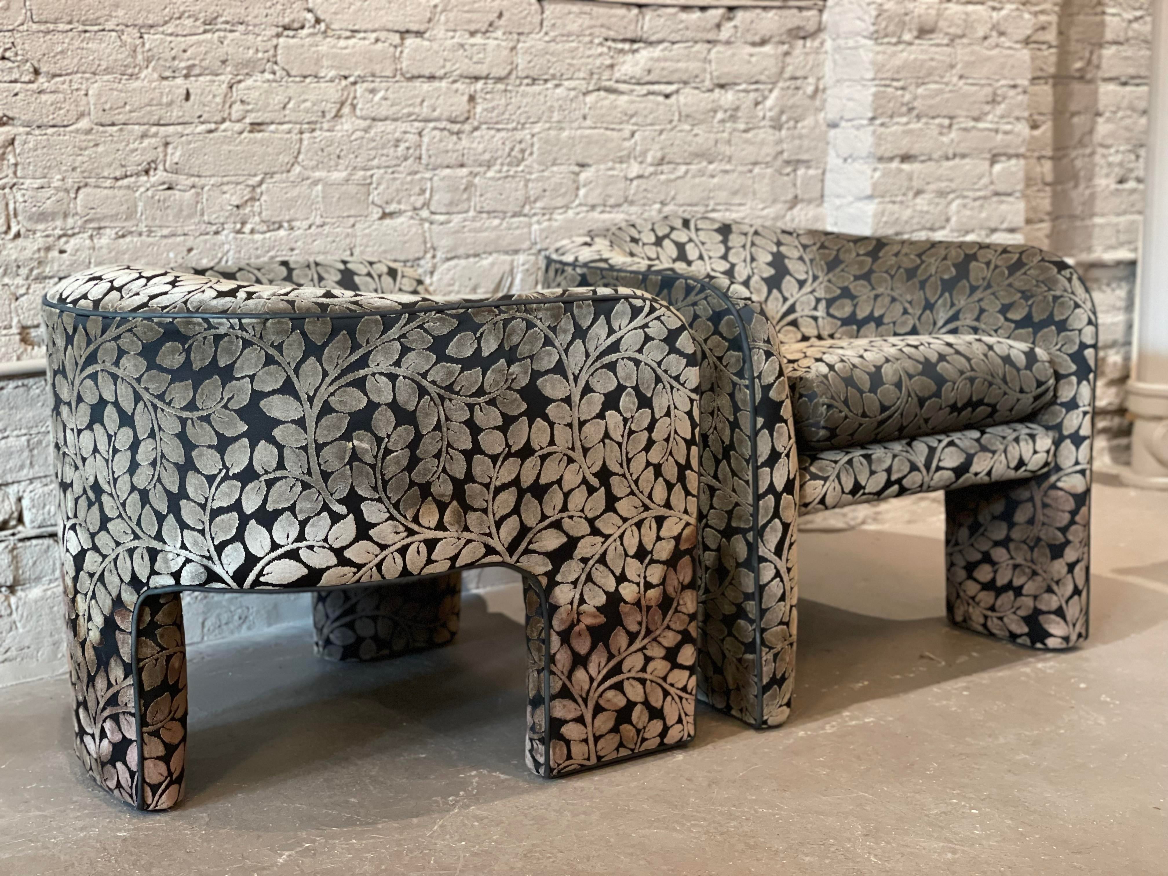 1980s Postmodern 3 Leg Side Chairs - a Pair