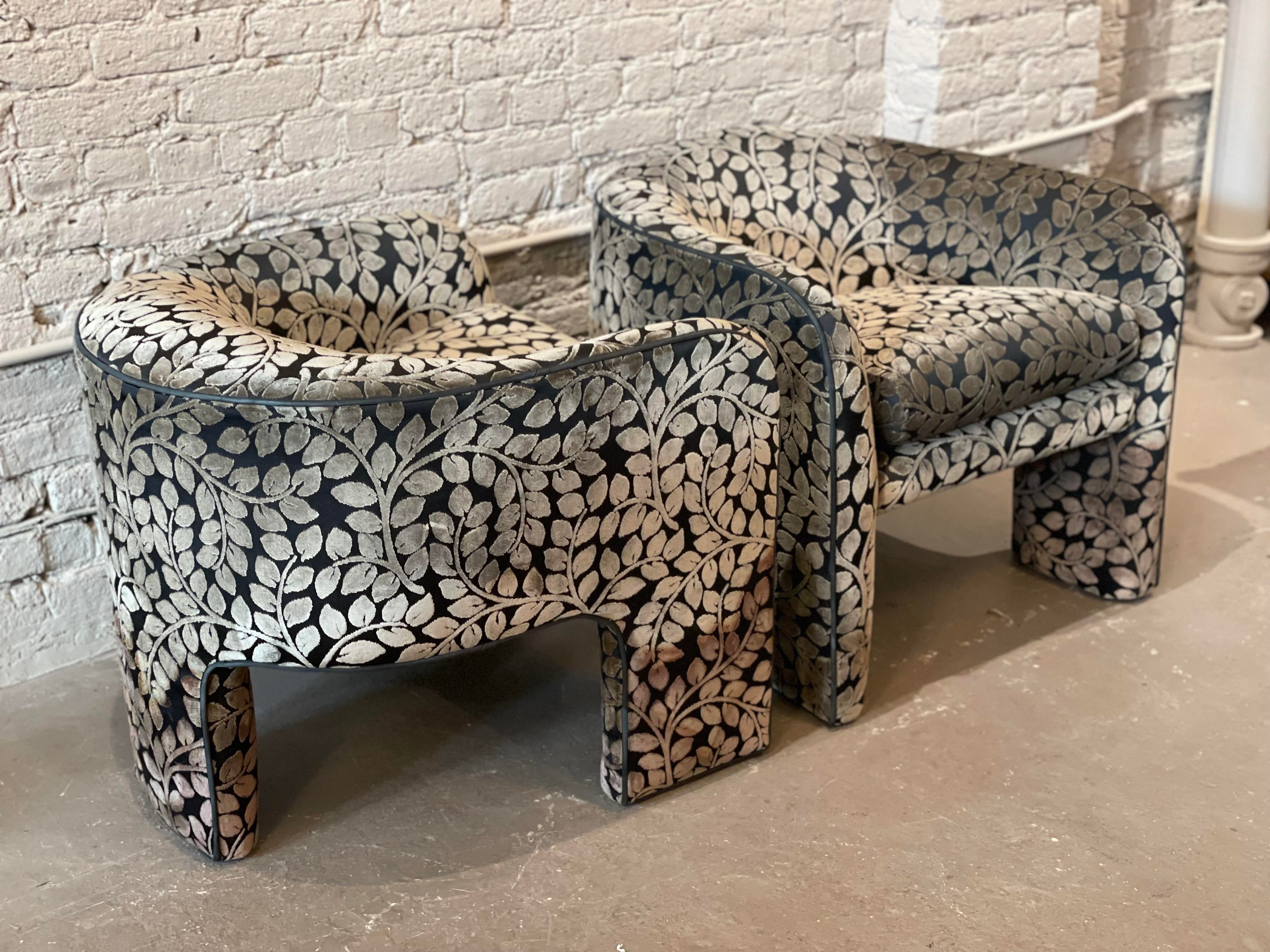 1980s Postmodern 3 Leg Side Chairs - a Pair