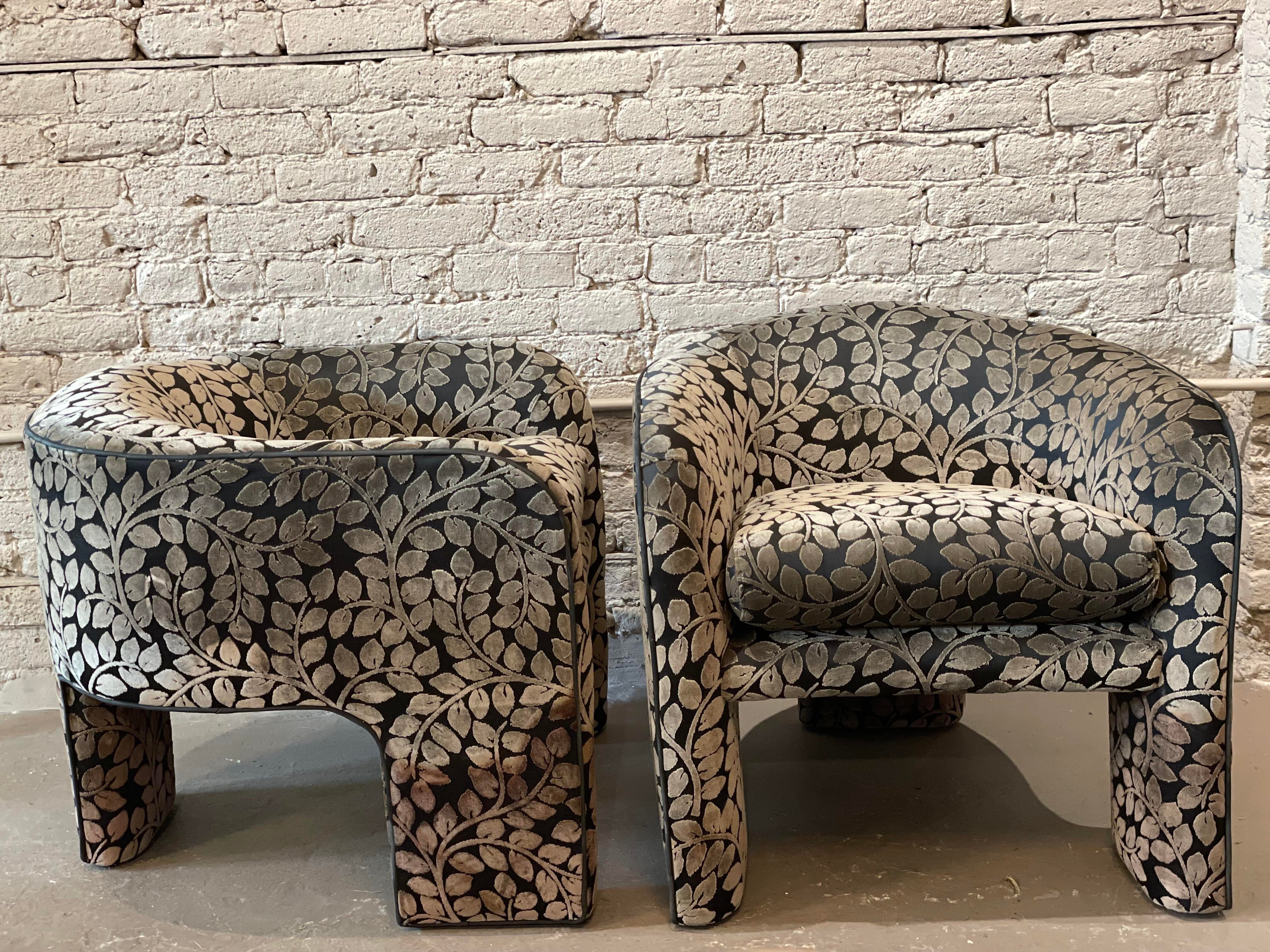 1980s Postmodern 3 Leg Side Chairs - a Pair
