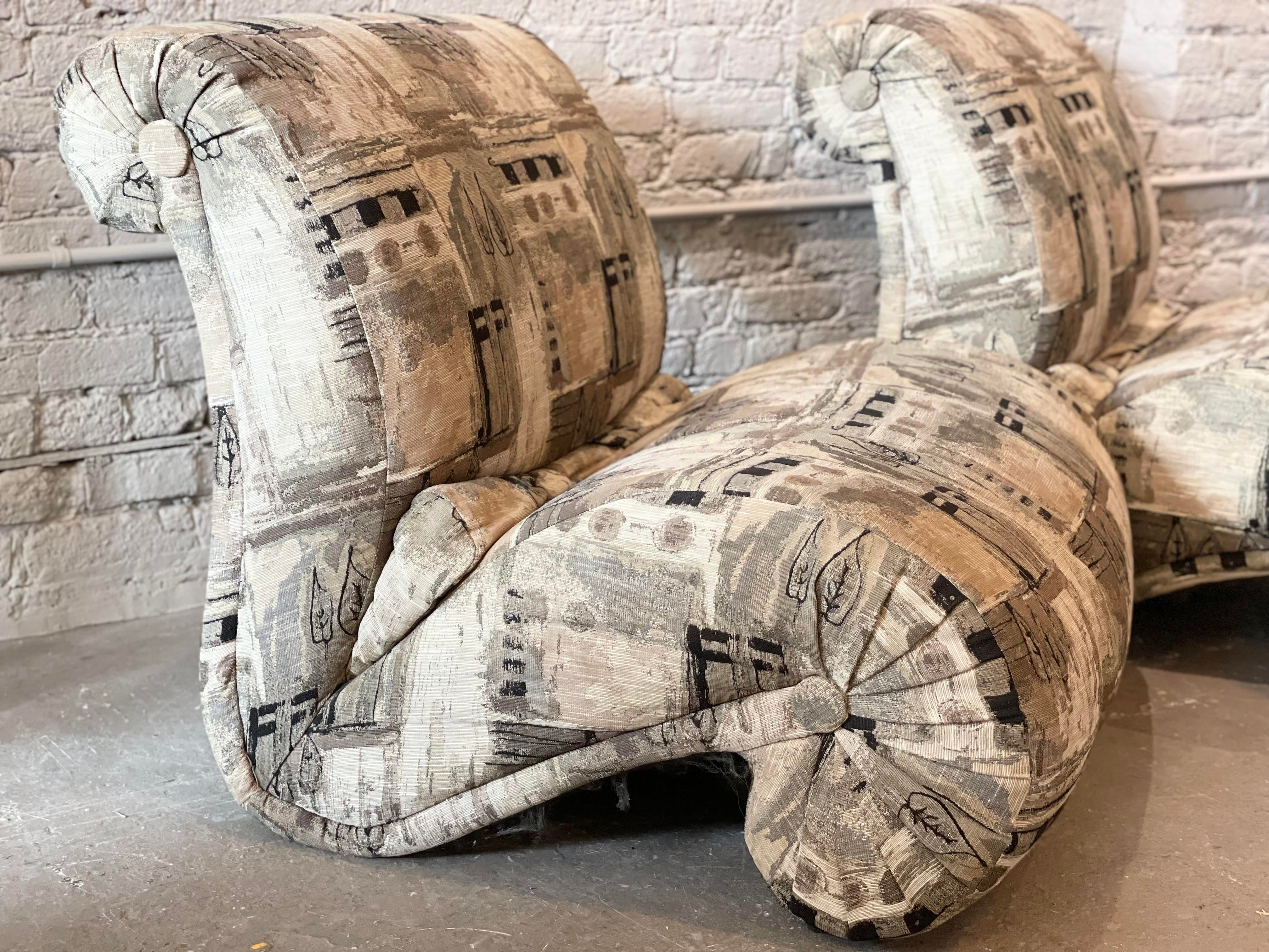 1980s Postmodern Arc Lounge Chairs