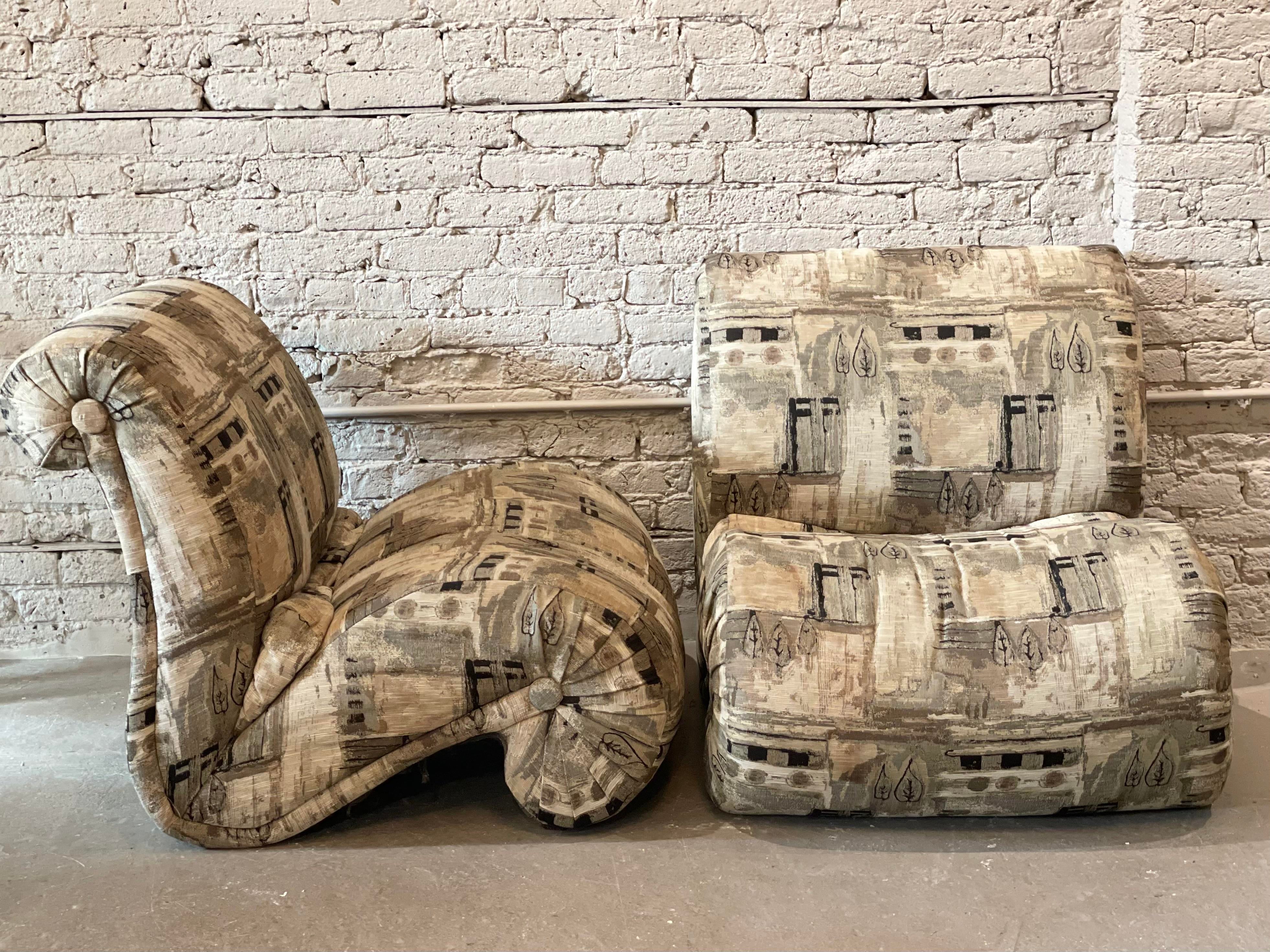 1980s Postmodern Arc Lounge Chairs