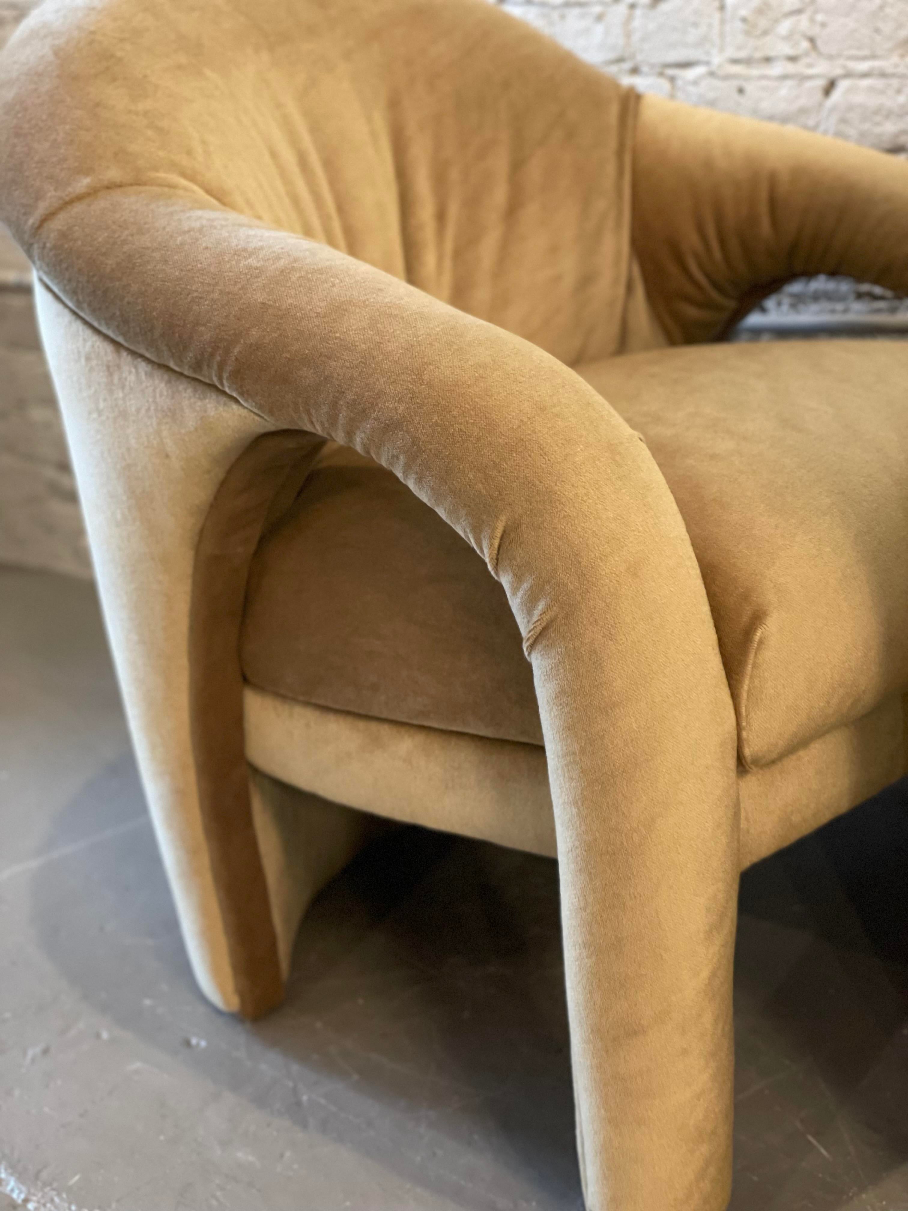 1980s Postmodern Arc Sculptural Chairs in Camel Mohair - a Pair