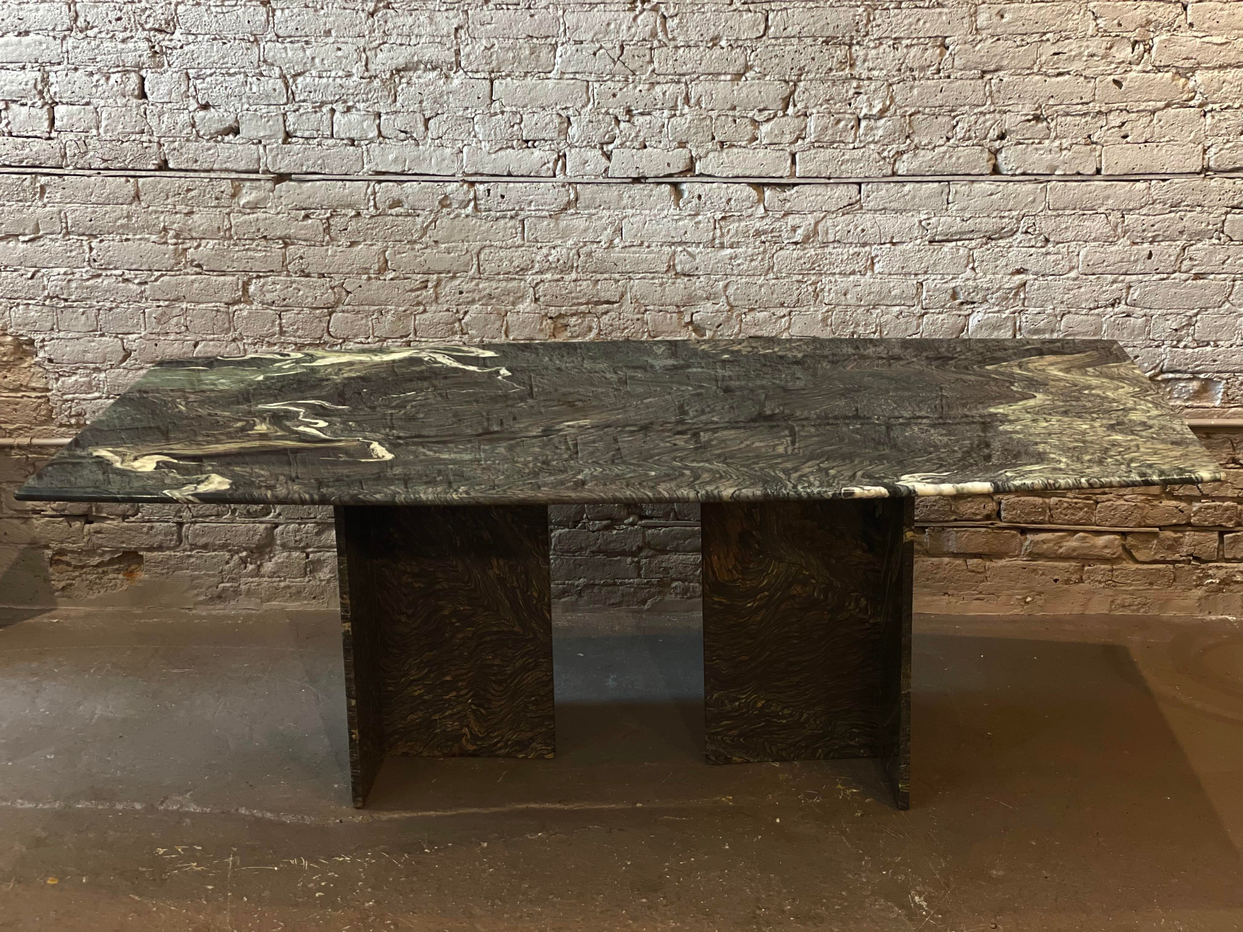 1980s Postmodern Cipollini Ondulato Marble Dining Table