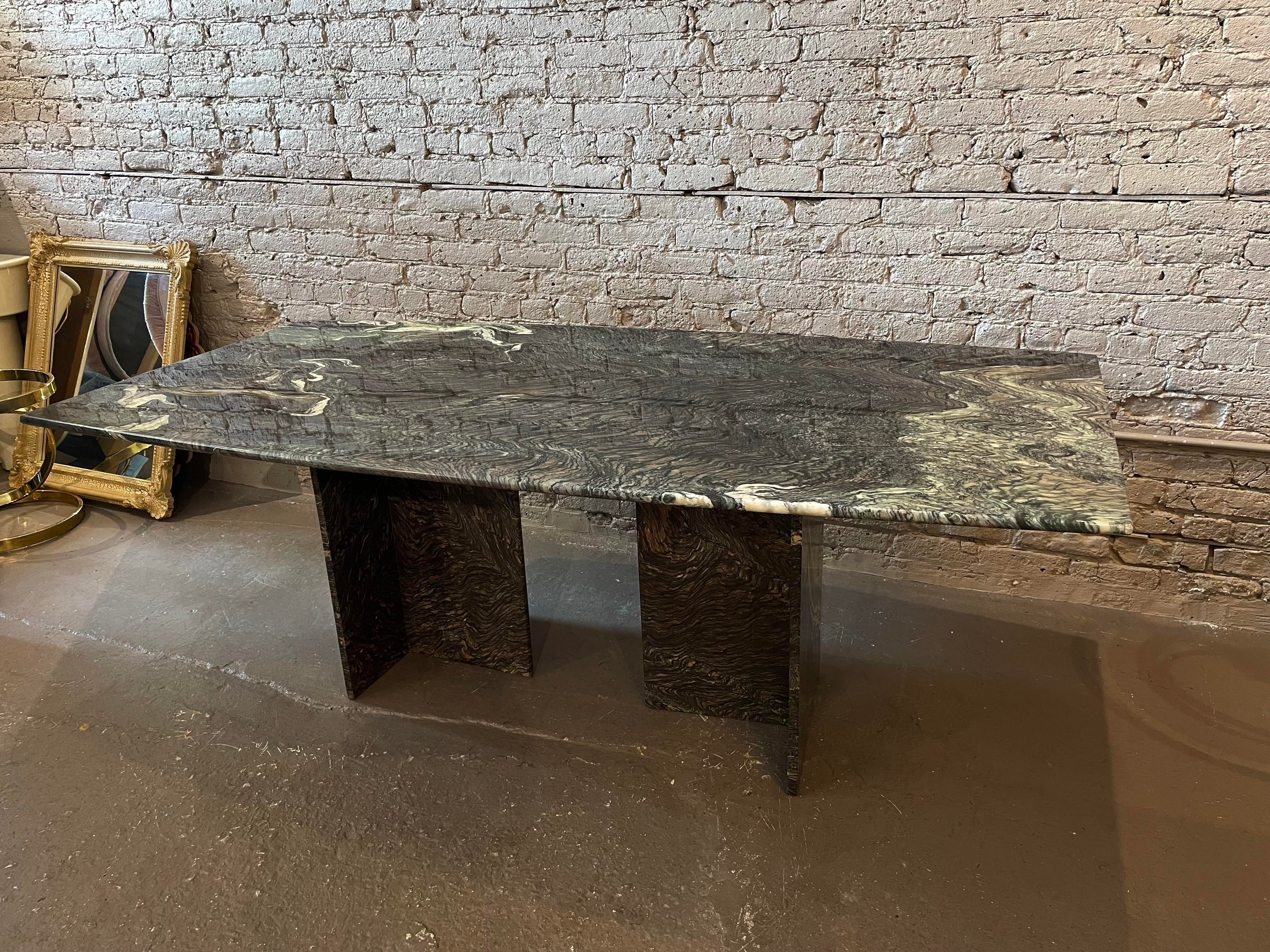 1980s Postmodern Cipollini Ondulato Marble Dining Table